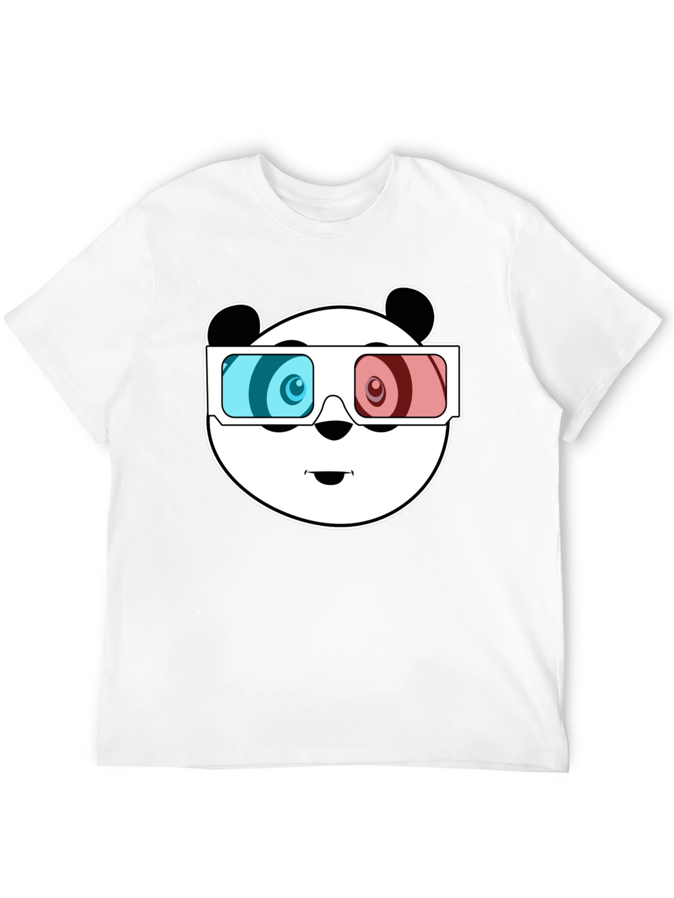 Black Cool Panda 3D Glasses Black T-Shirt view 12