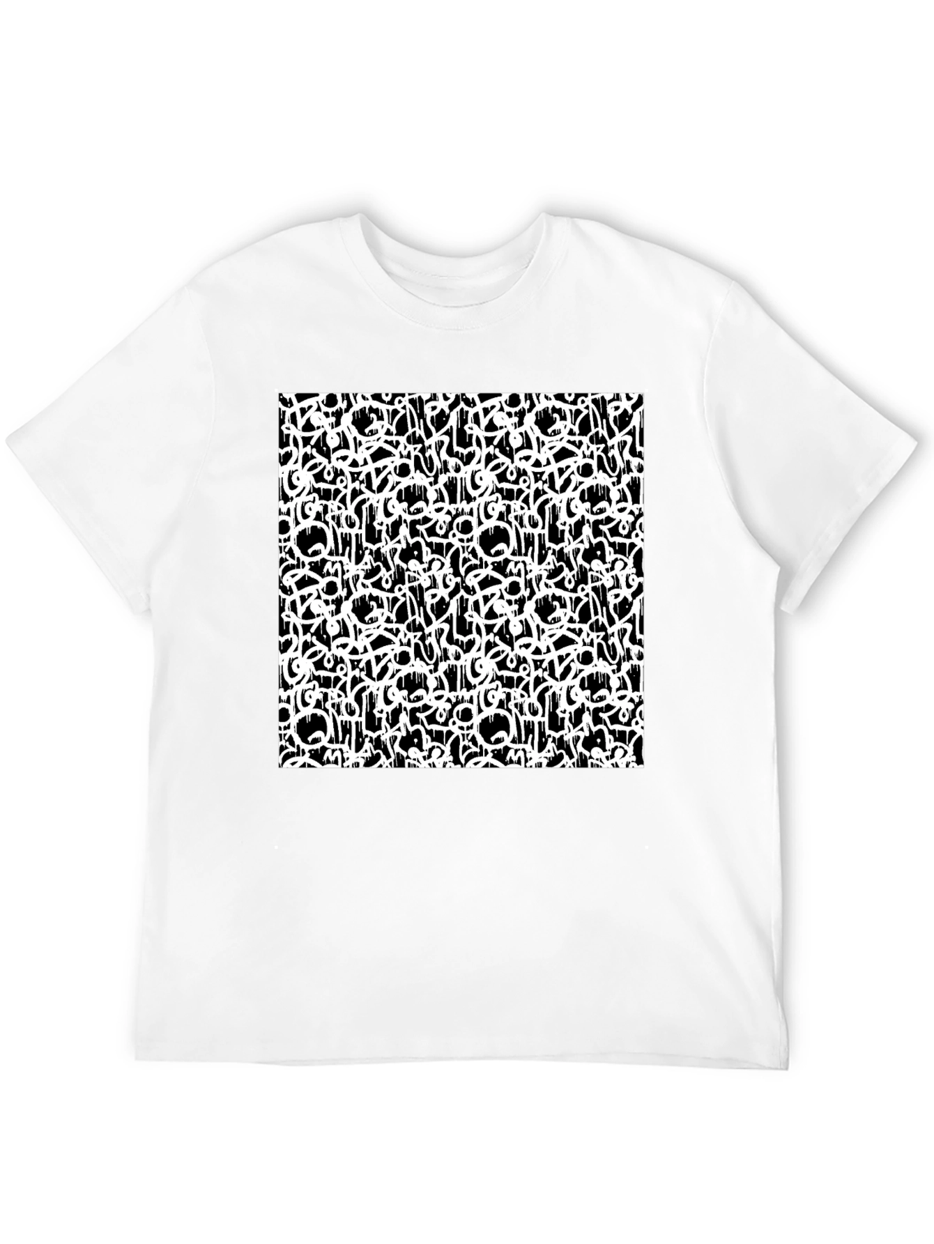 Black Abstract Graffiti Print Black T-Shirt view 12