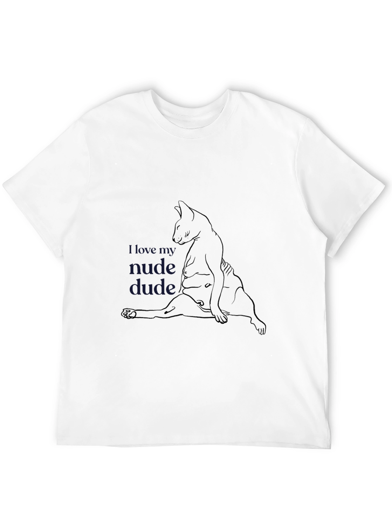Black Humorous Cat Design Tee - I Love My Nude Dude view 12