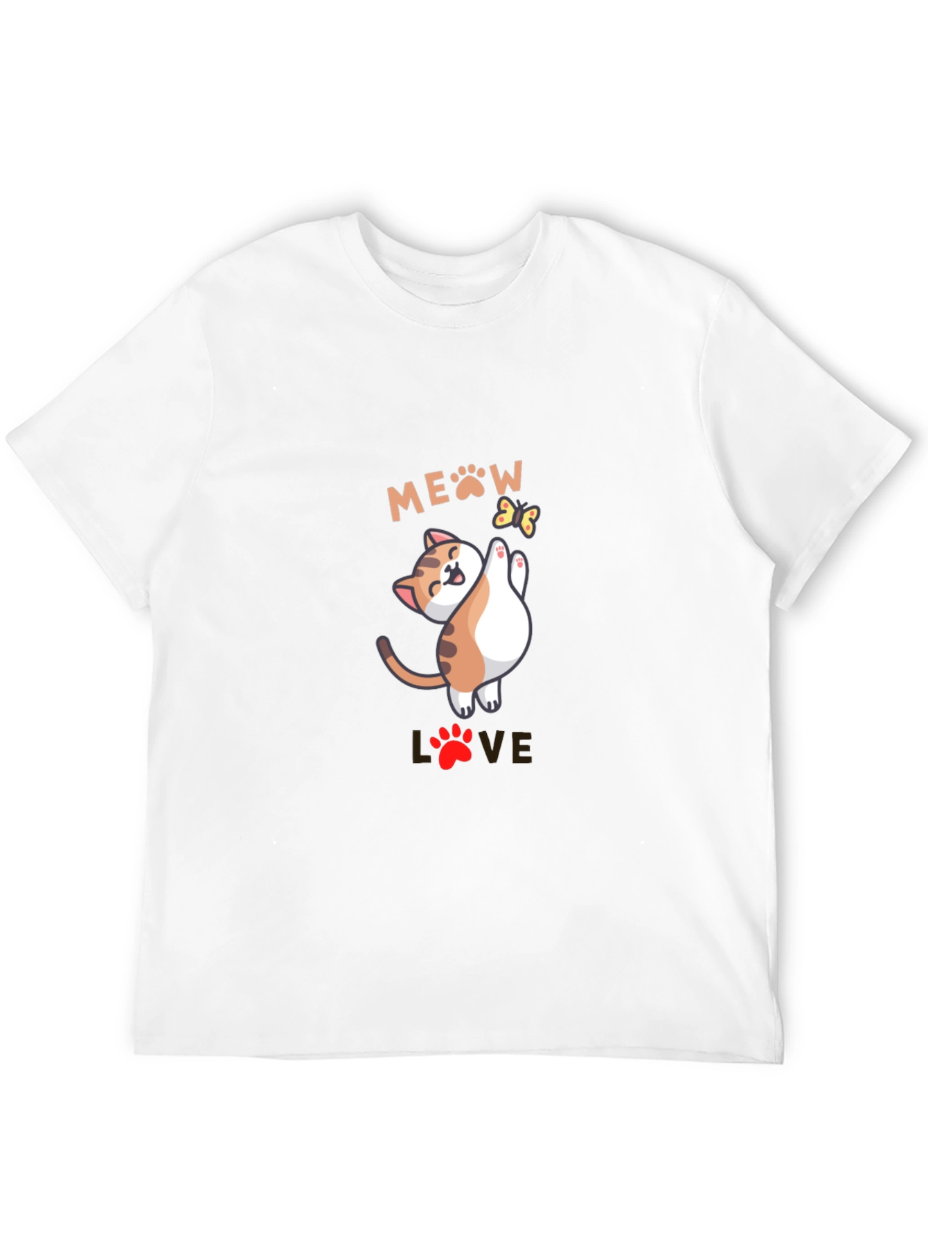 Black Cute Meow Love Cat Graphic Black T-Shirt view 12