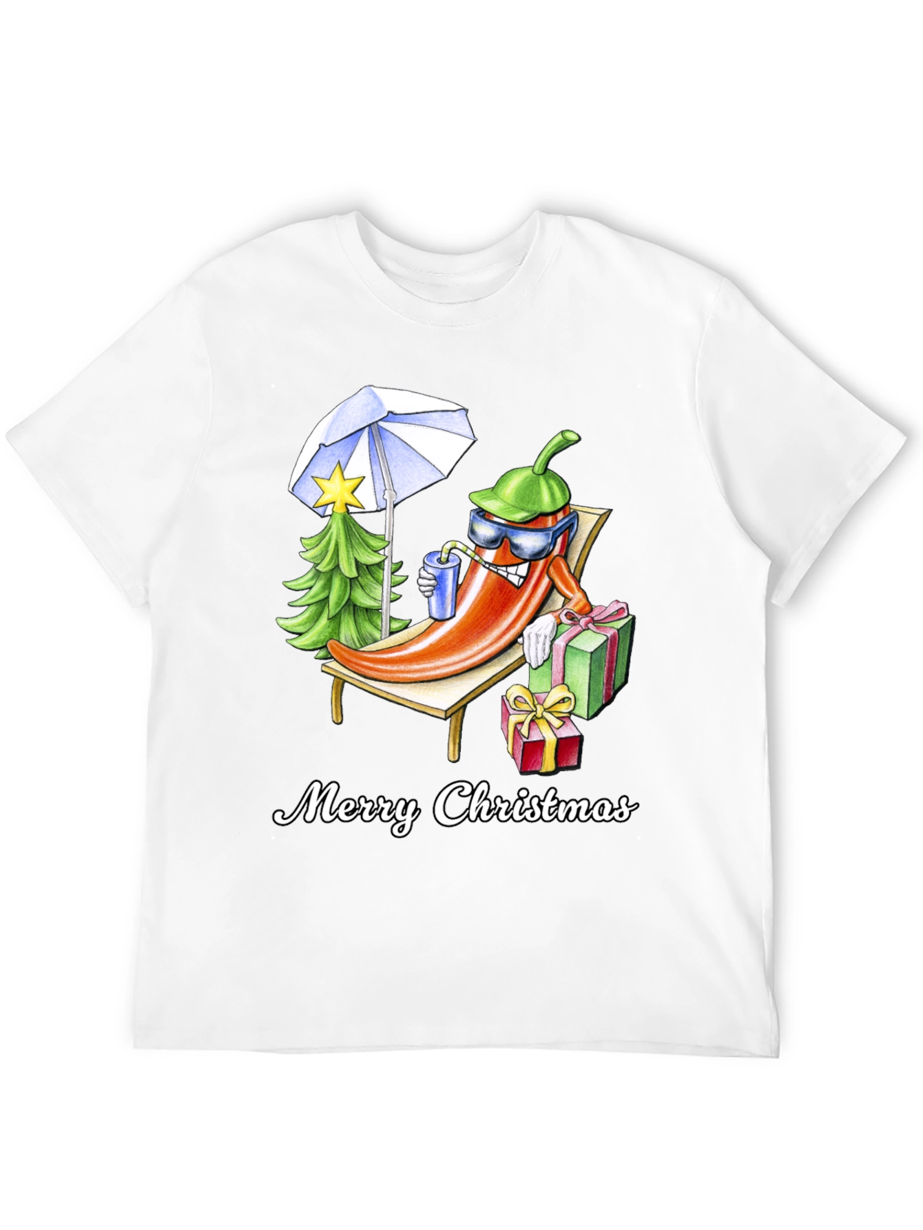 Black Holiday Heat T-Shirt: Merry Christmas Pepper Design view 12