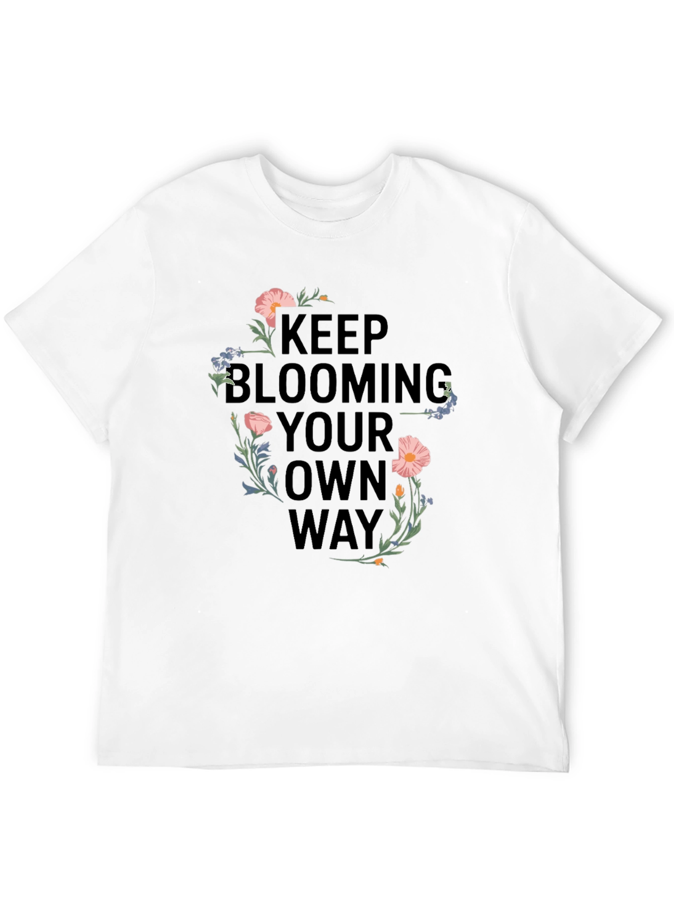 Black Keep Blooming T-Shirt - Floral Design view 12