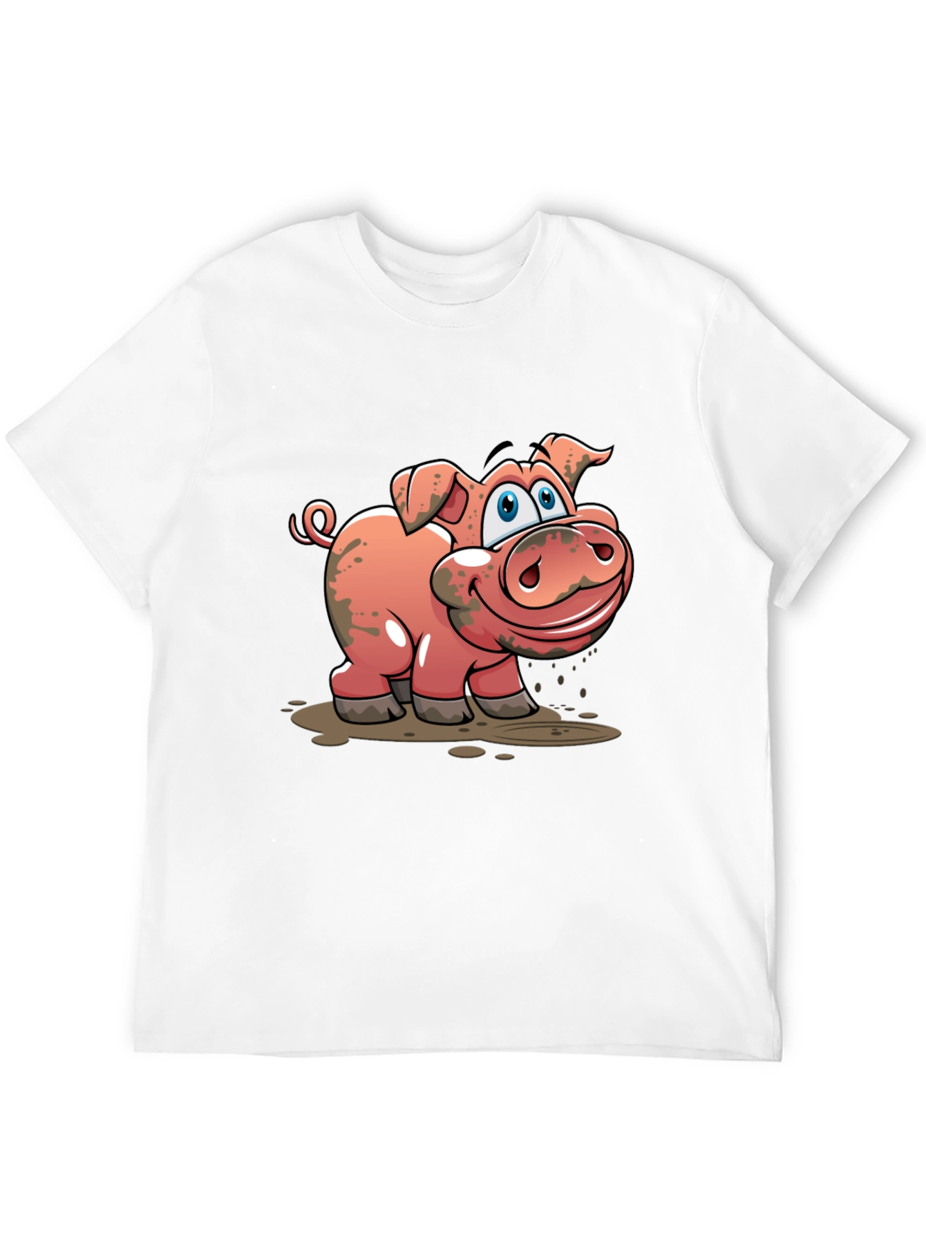 Black Muddy Pig Cartoon Graphic T-Shirt - Unisex Casual Tee view 12