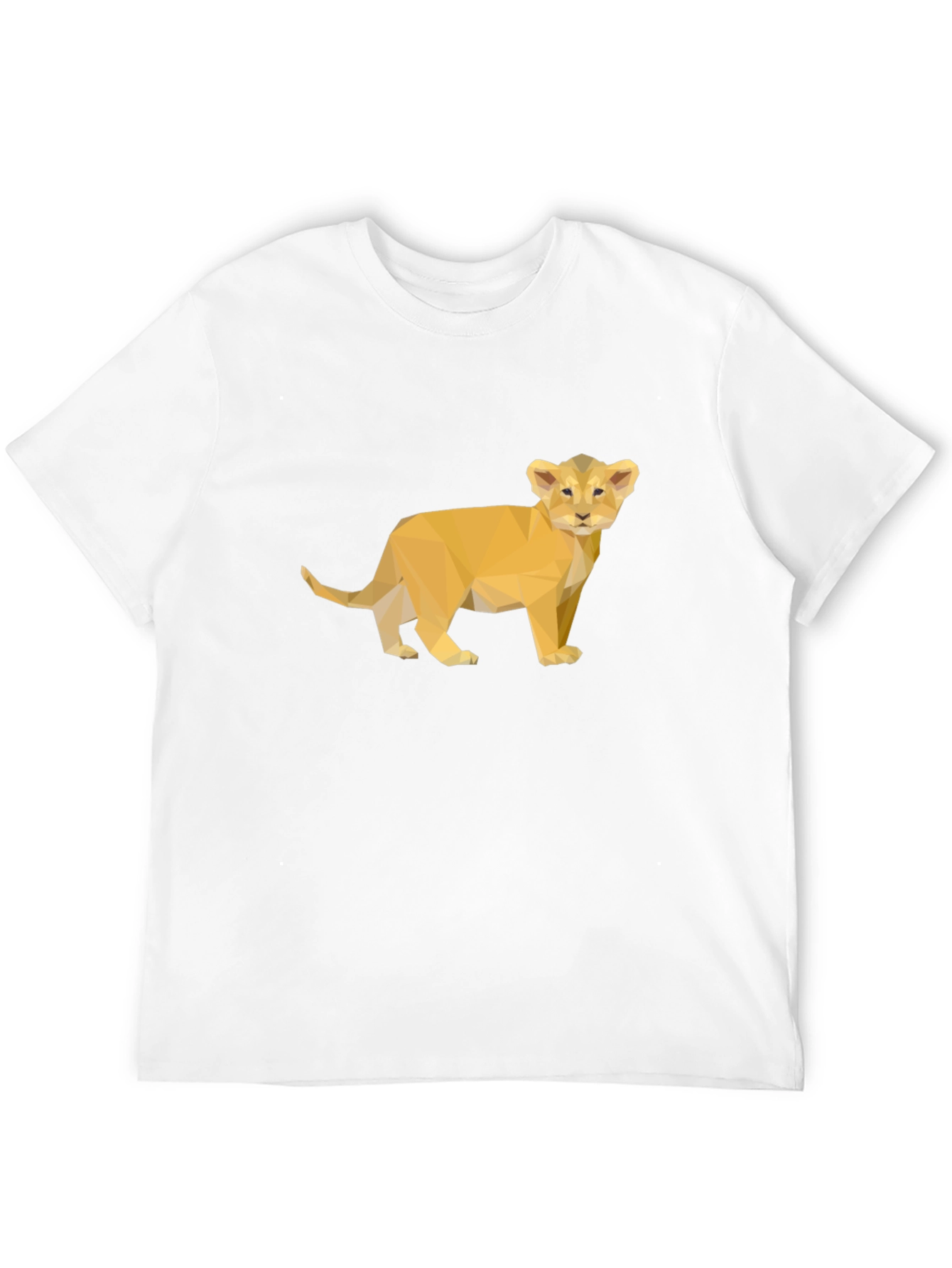 Black Lion Cub Poly Art Black T-Shirt view 12