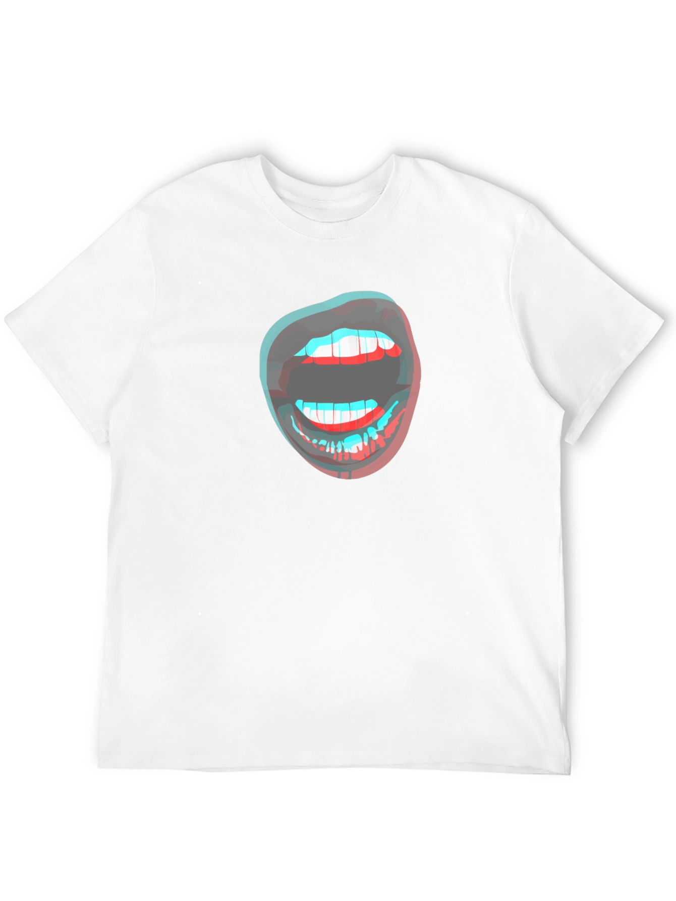 Black 3D Lips Graphic Black T-Shirt view 12