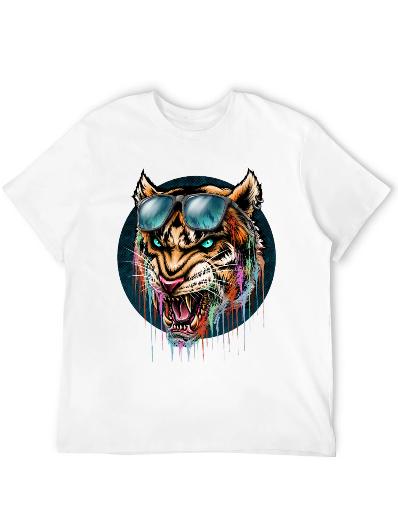 Black Cool Tiger Graphic Tee - Men's Black T-Shirt view 12