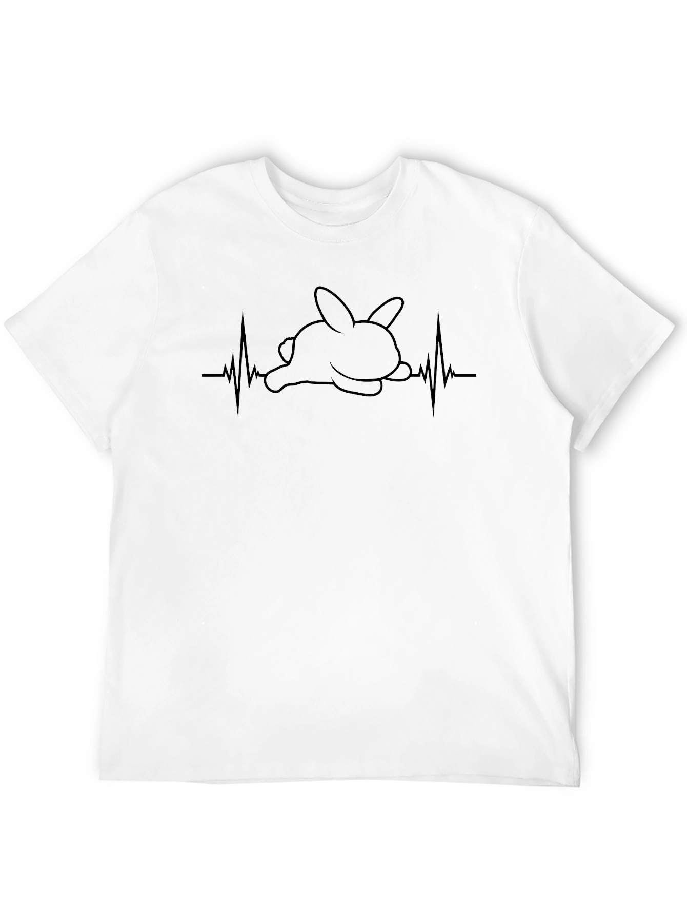 Black Bunny Heartbeat T-Shirt - Cute Rabbit Tee view 12