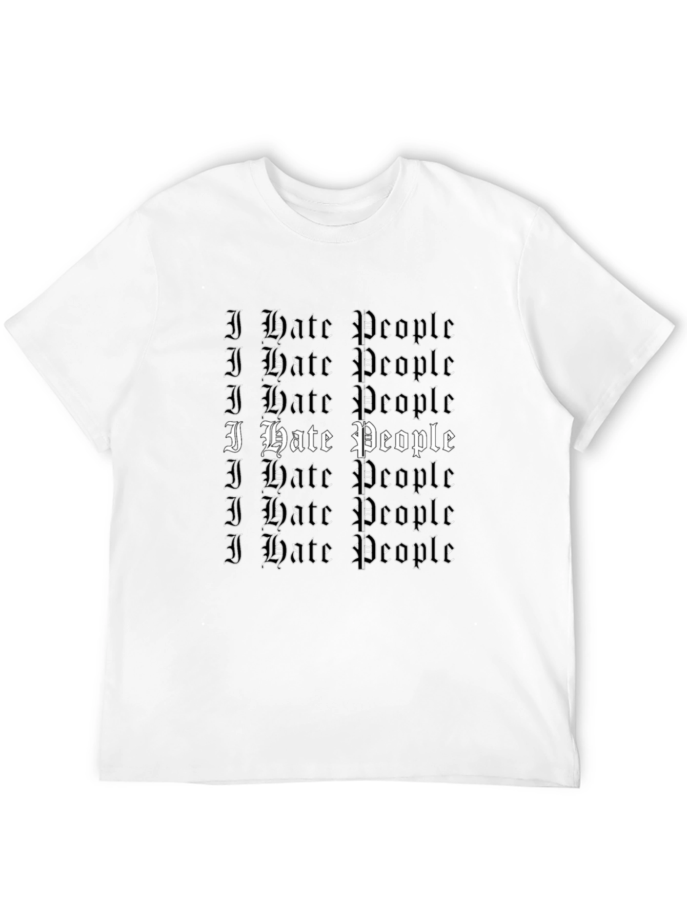 Black I Hate People Graphic Print Black T-Shirt view 12