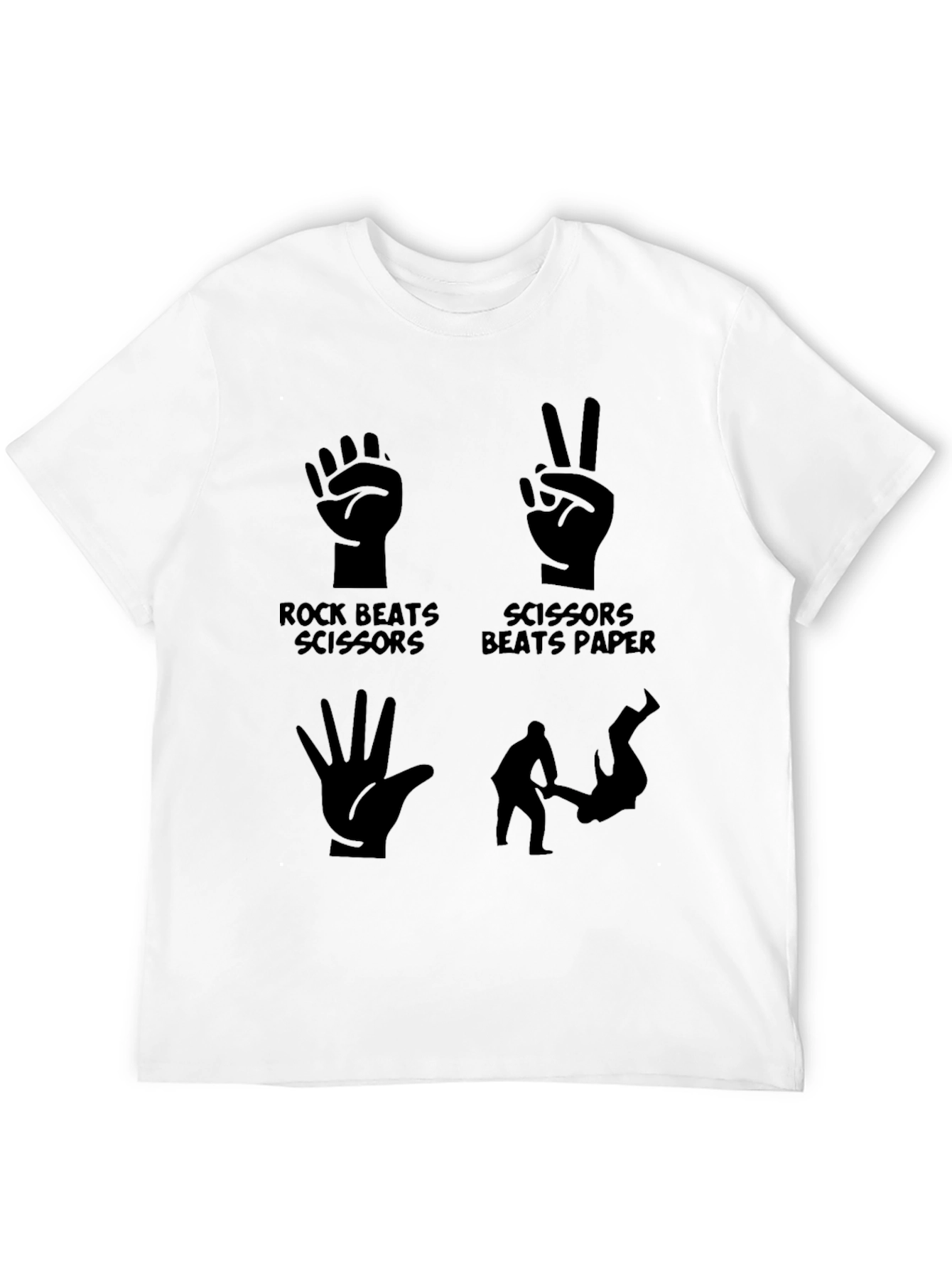 Black Rock Paper Scissors Funny T-Shirt view 12