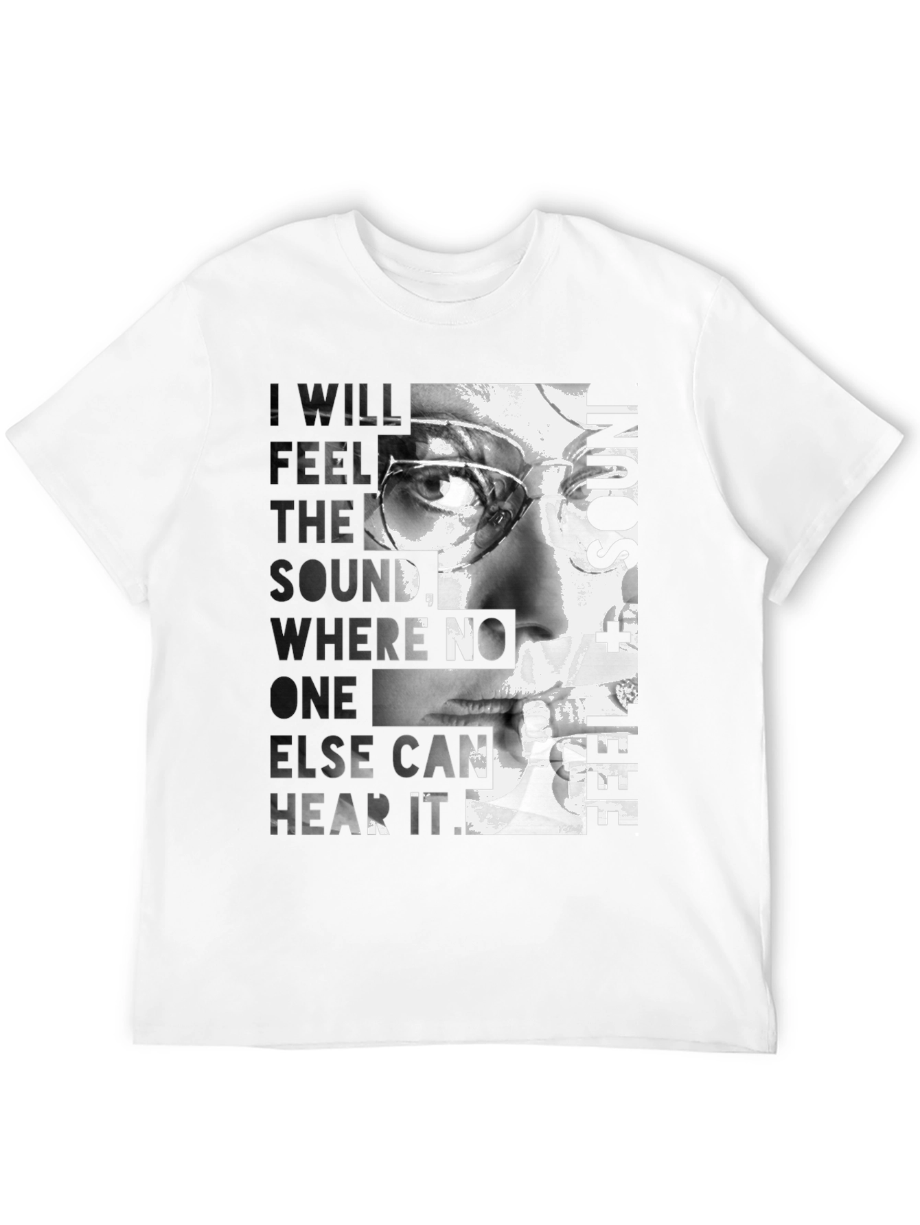 Black Artistic Graphic T-Shirt - Feel the Sound Design view 12