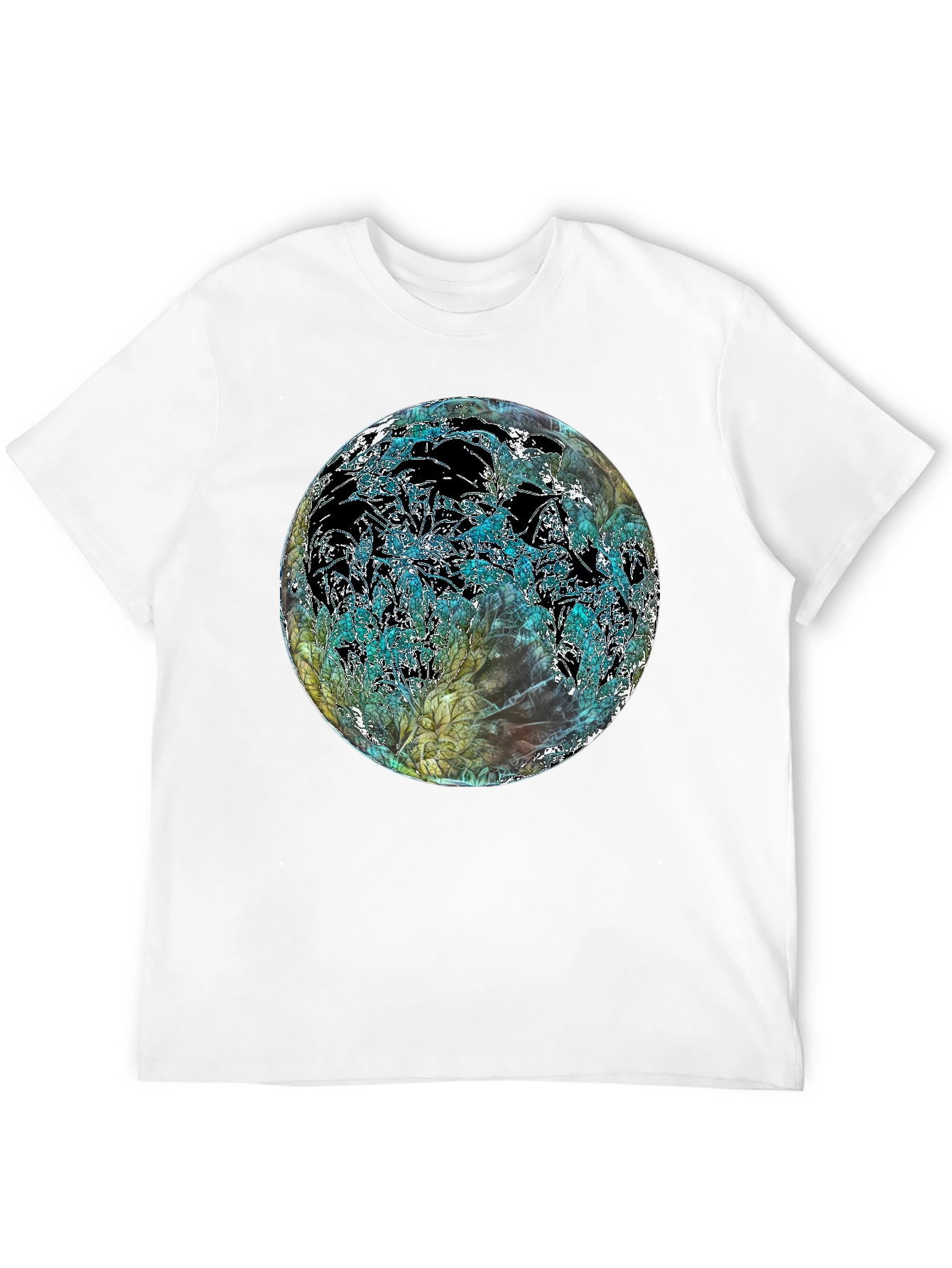 Black Abstract Floral Globe Black T-Shirt view 12