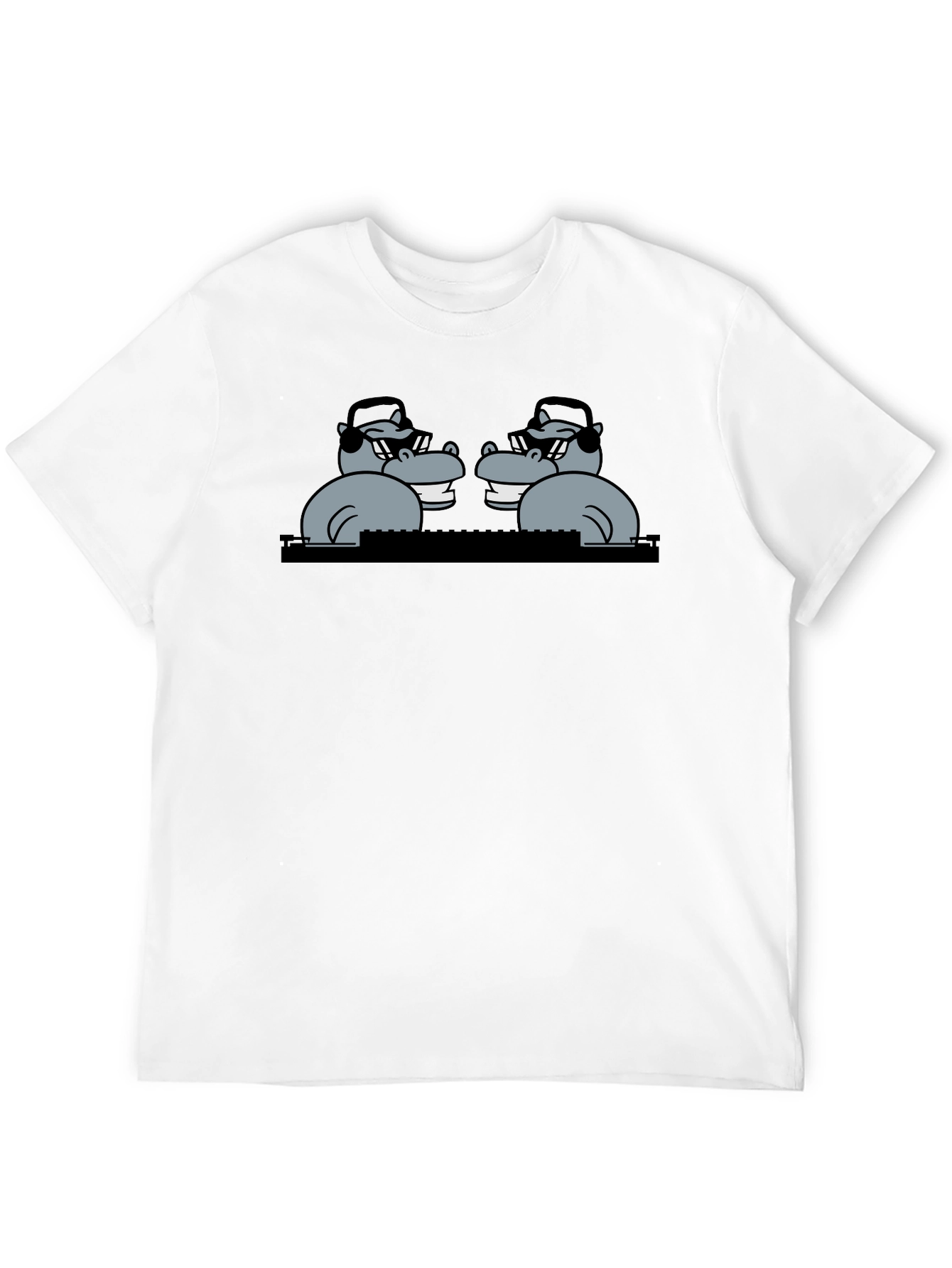 Black Hippo DJ Graphic T-Shirt - Cool & Fun view 12
