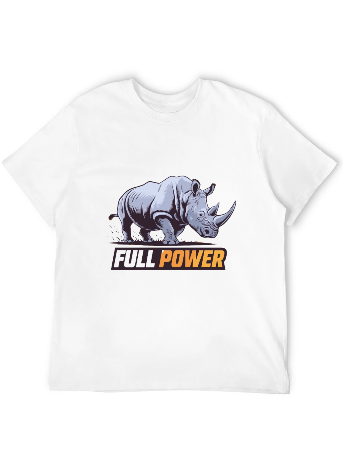 Black Full Power Rhino Graphic Tee - Black Cotton T-Shirt view 12