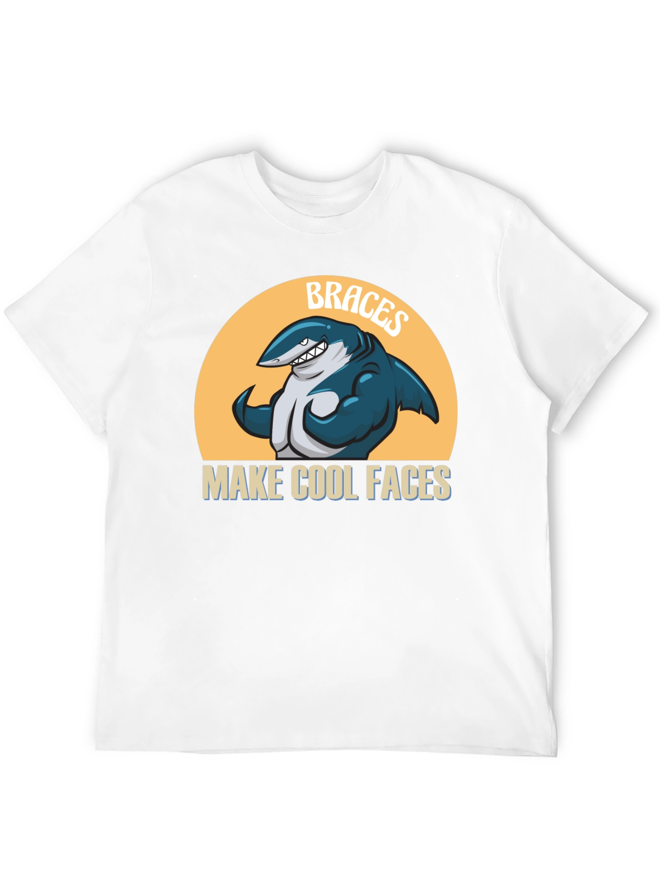Black Braces Make Cool Faces T-Shirt Funny Shark Tee view 12