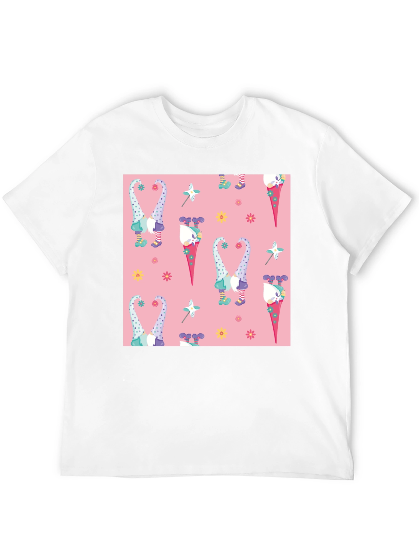 Black Gnome Pattern T-Shirt view 12