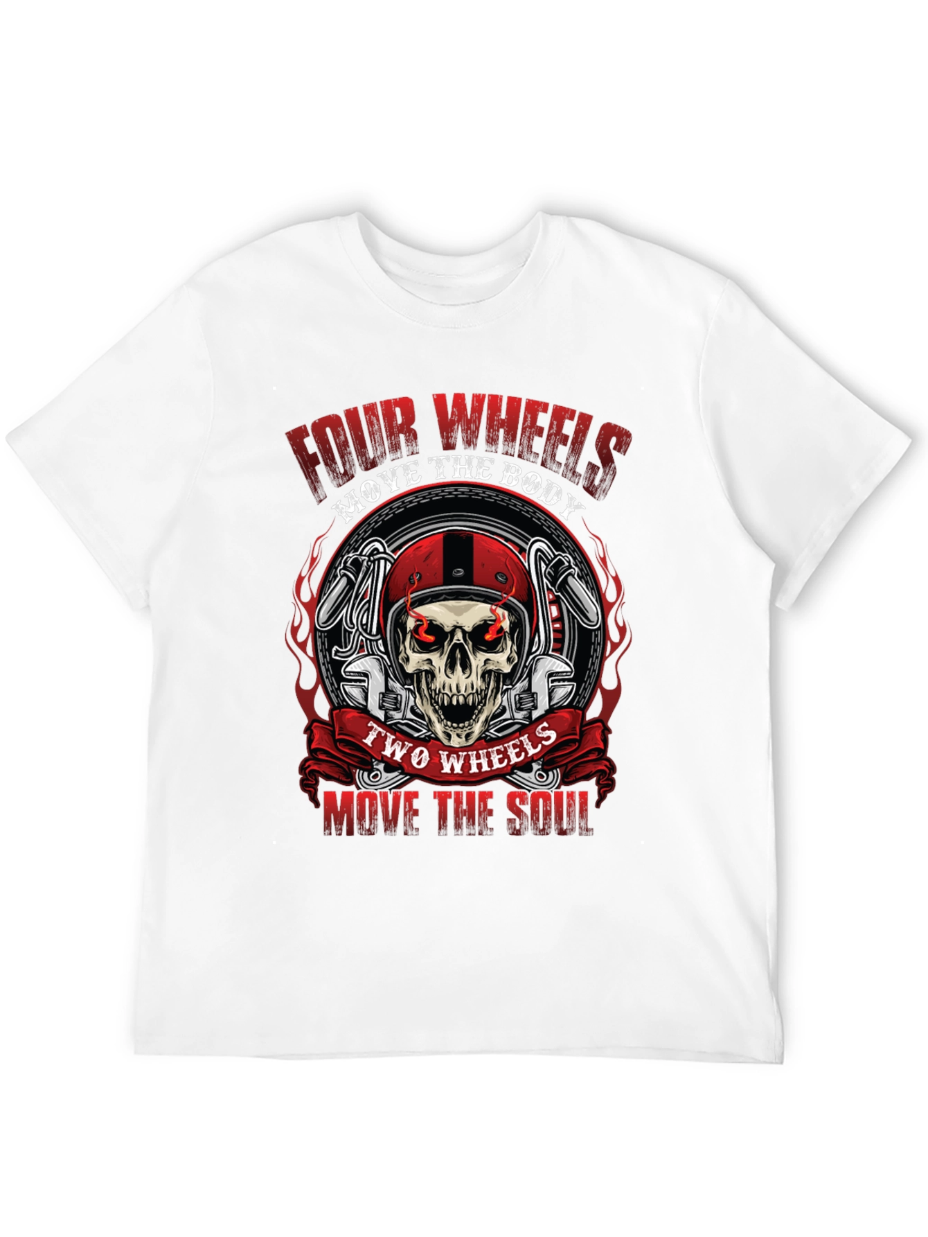 Black Motorcycle Skull Graphic Tee - Four Wheels, Two Wheels view 12