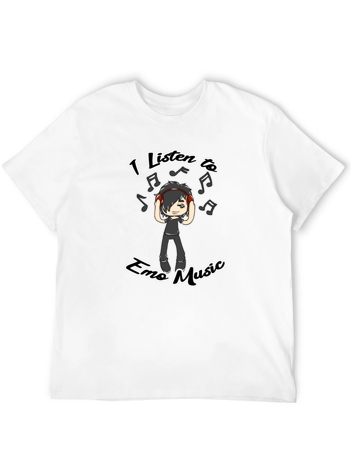 Black Emo Music Graphic T-Shirt - Black Crew Neck Tee view 12