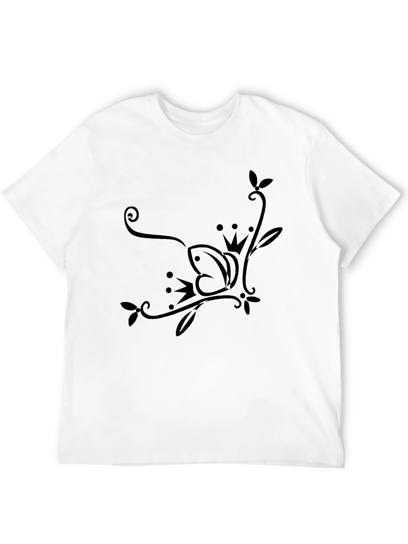 Black Elegant Crown Butterfly Black T-Shirt view 12