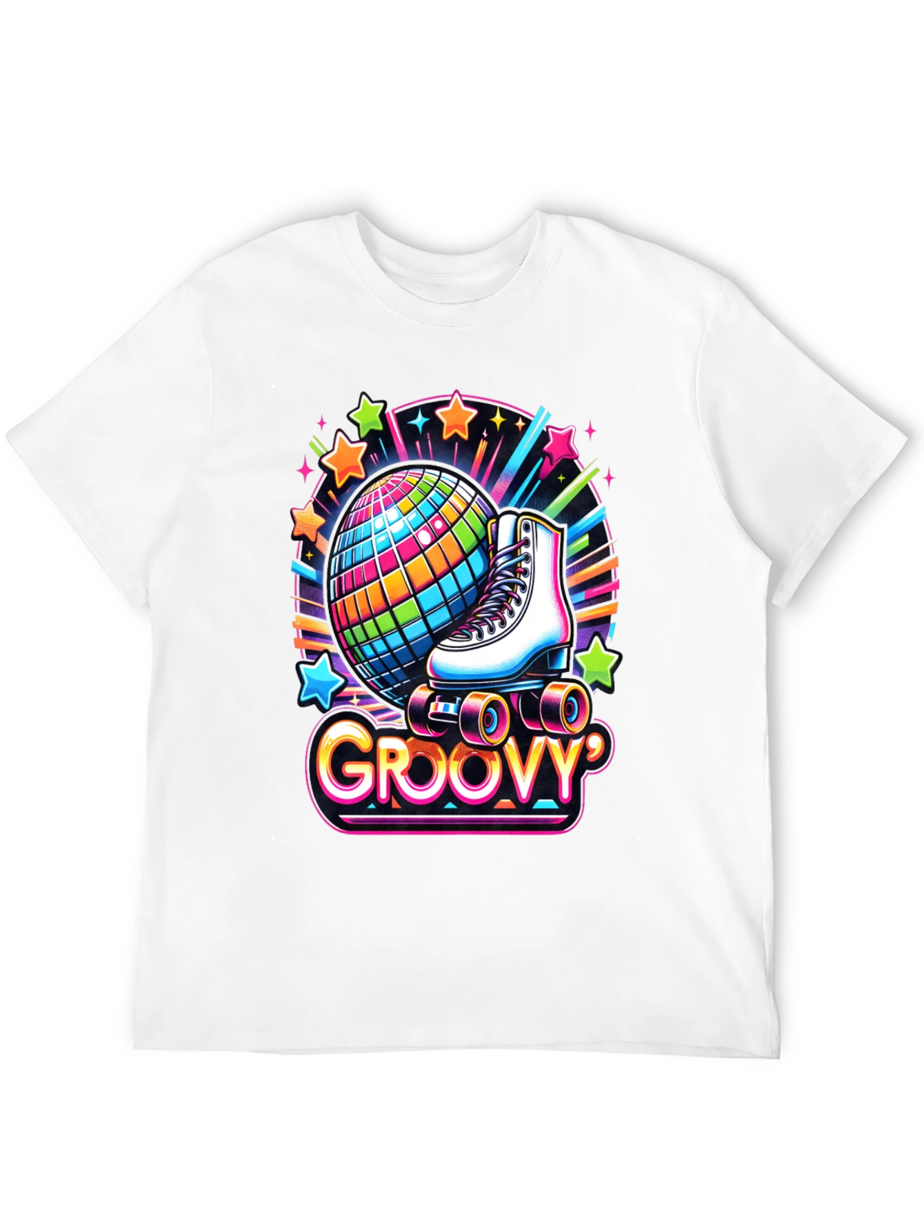 Black Groovy Roller Skate Disco Ball T-Shirt view 12