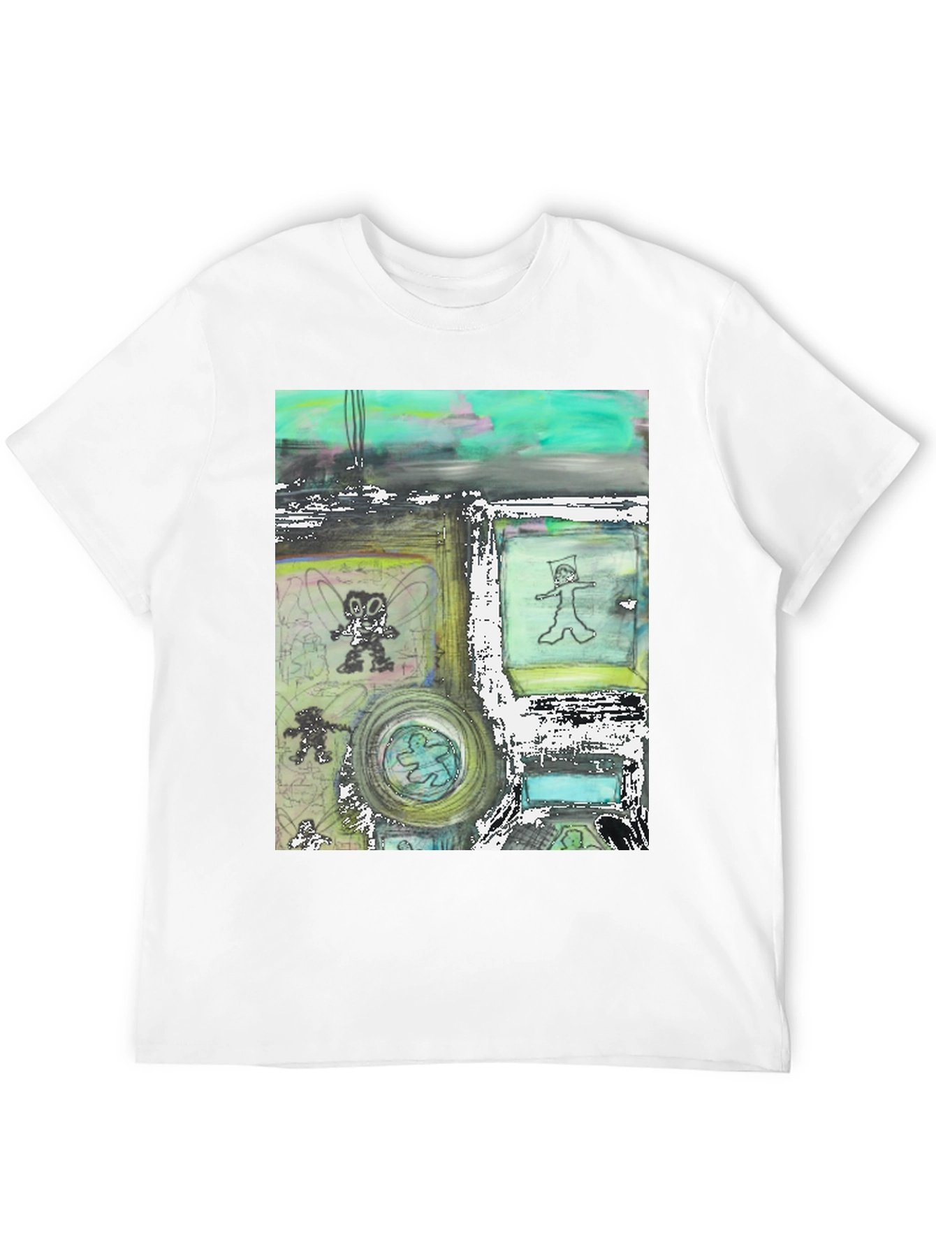 Black Abstract Art Print Black T-Shirt - Unique Graphic Tee view 12