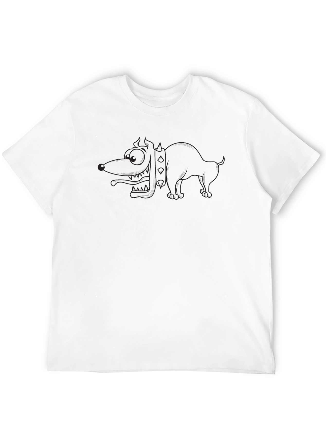 Black Men's Black T-Shirt - Cartoon Dog Design view 12