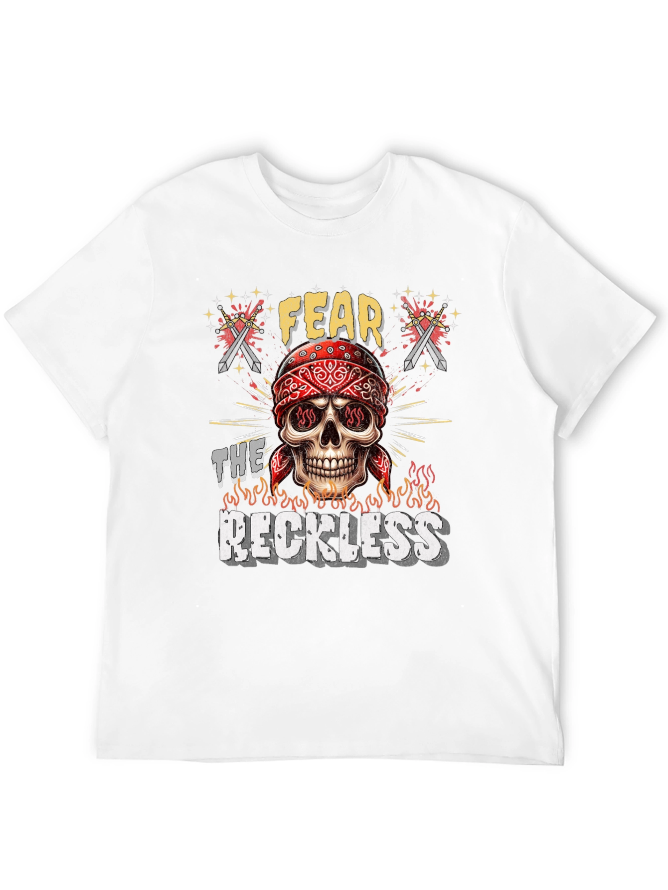 Black Fear the Reckless Skull Graphic Tee - Black Cotton T-Shirt view 12