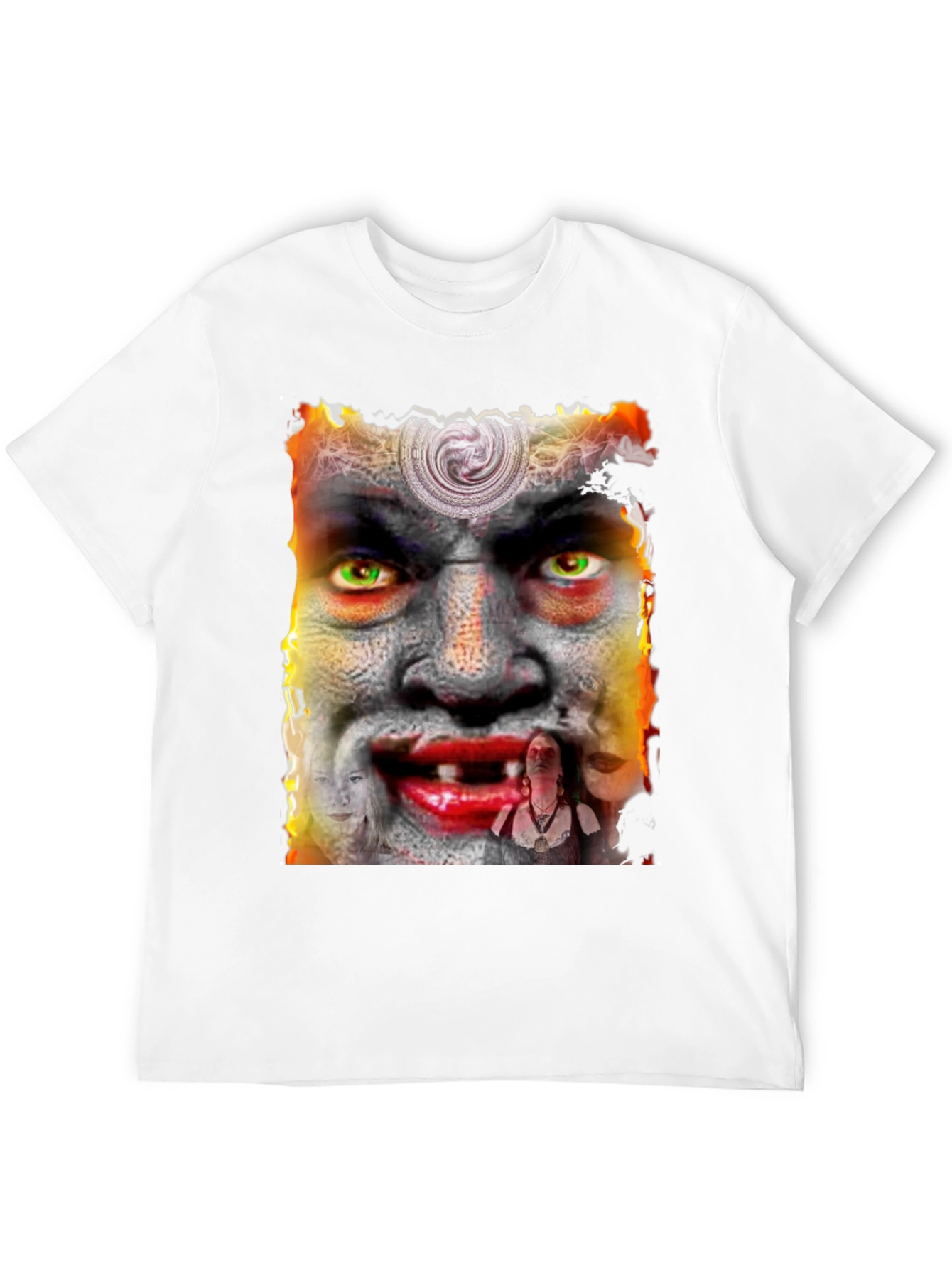 Black Unique Graphic Tee - Horror Face Design view 12