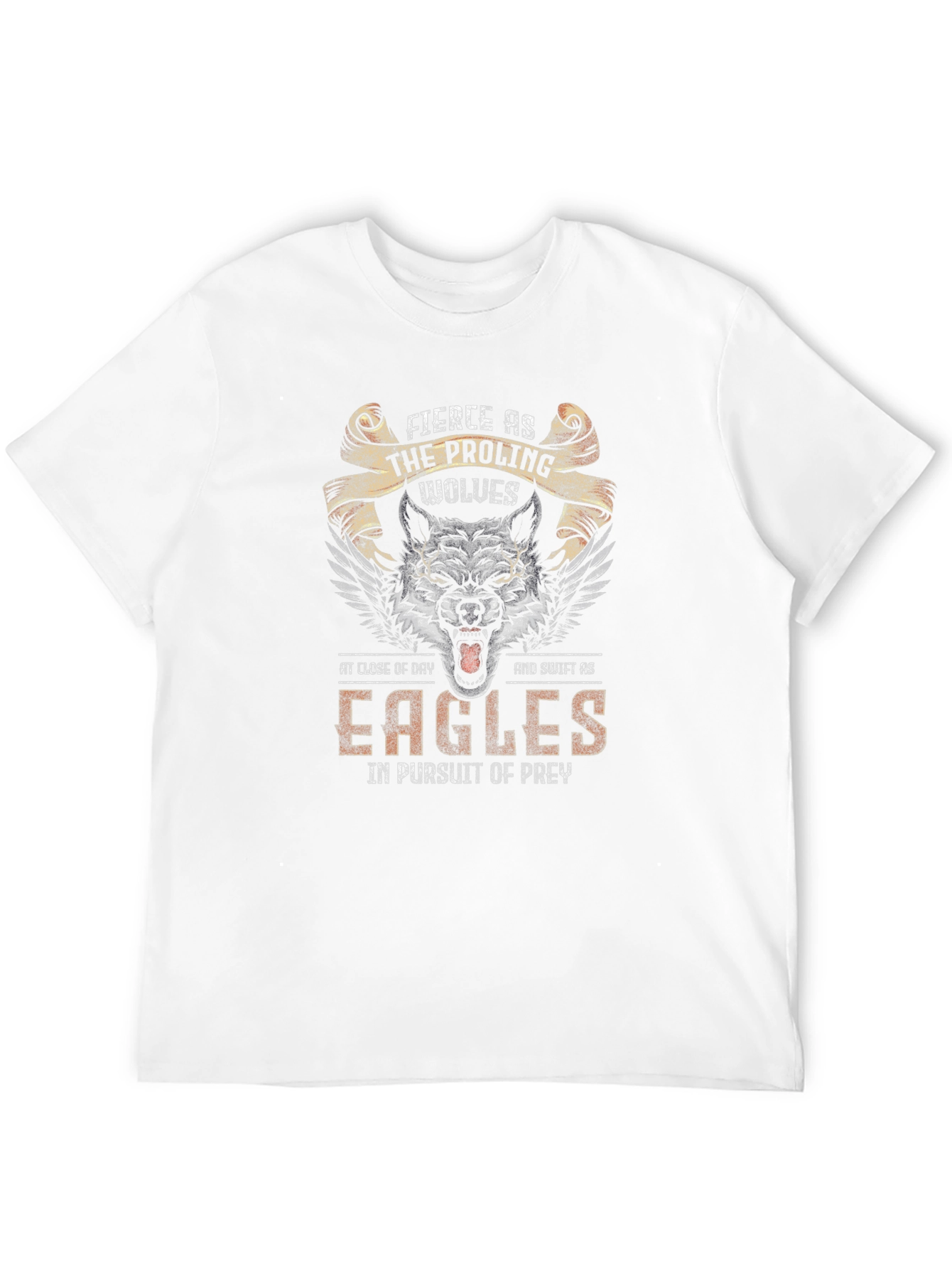Black Fierce Wolves & Eagles Graphic T-Shirt view 12