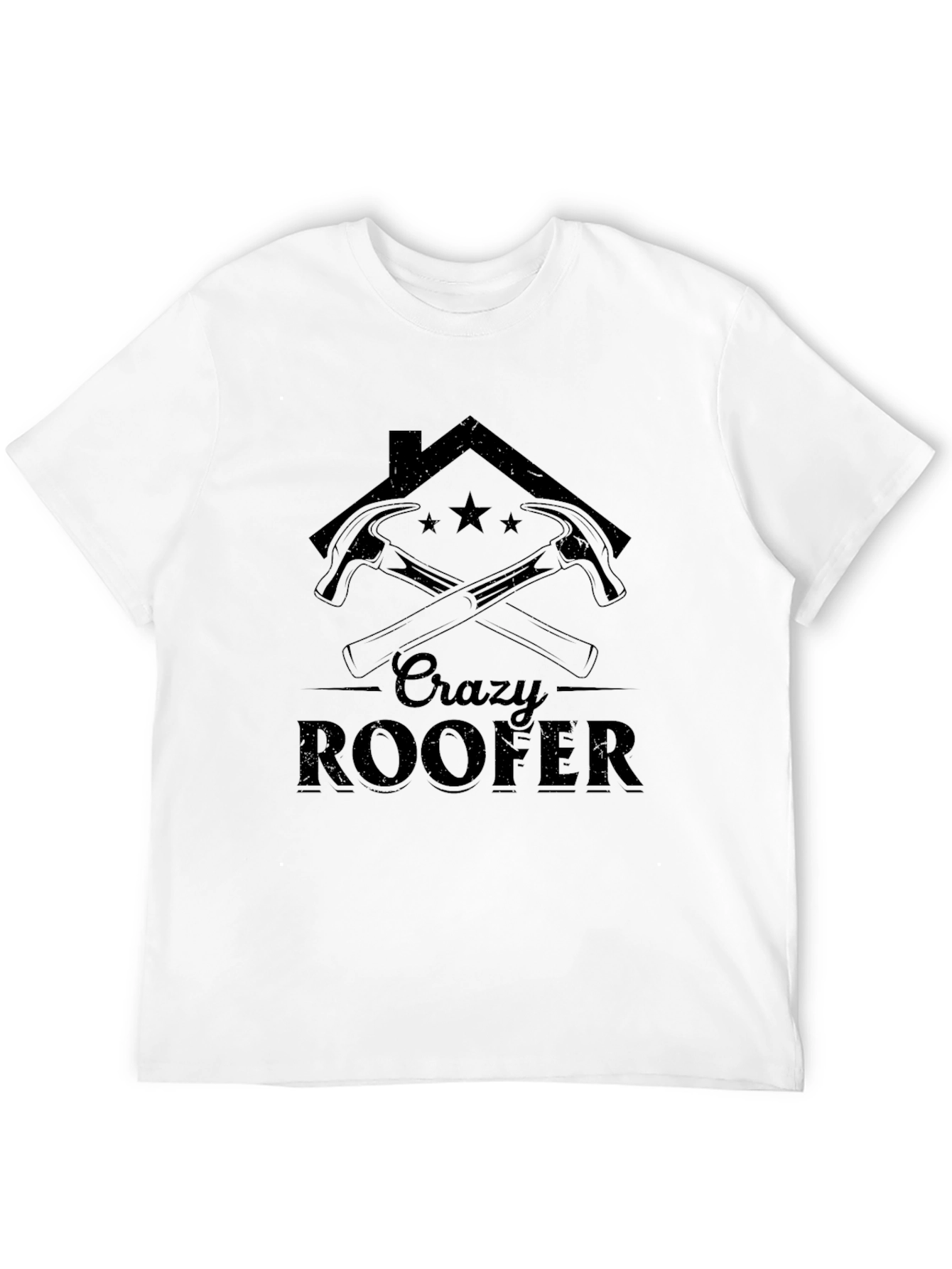 Black Crazy Roofer T-Shirt - Black Crew Neck Tee view 12