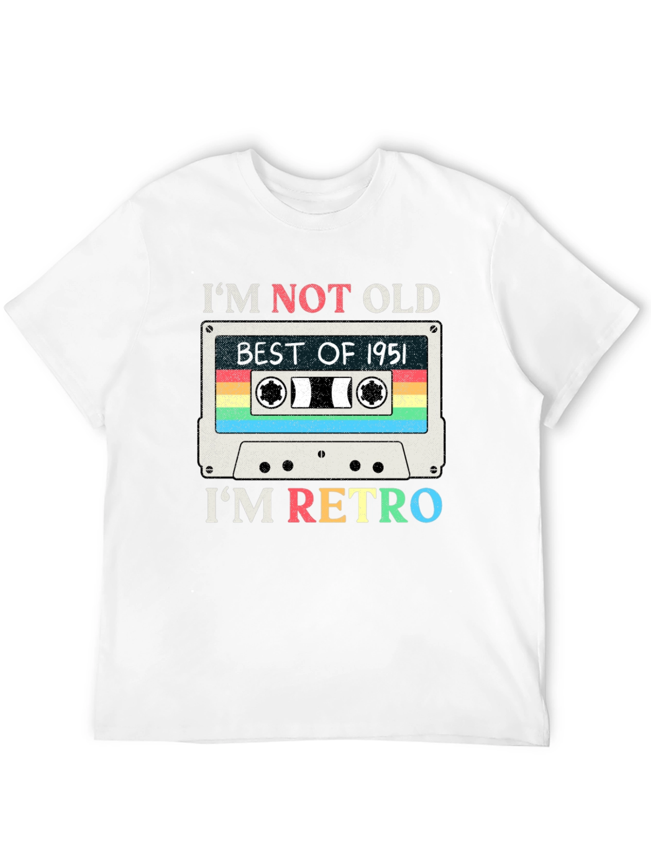Black Retro Cassette Tape 1951 Birthday T-Shirt view 12