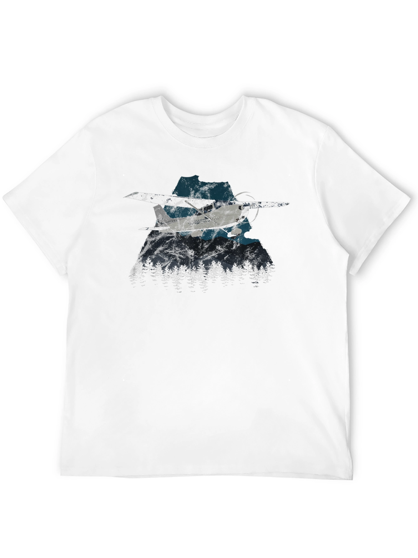 Black Vintage Airplane & Mountains Graphic Tee - Black view 12