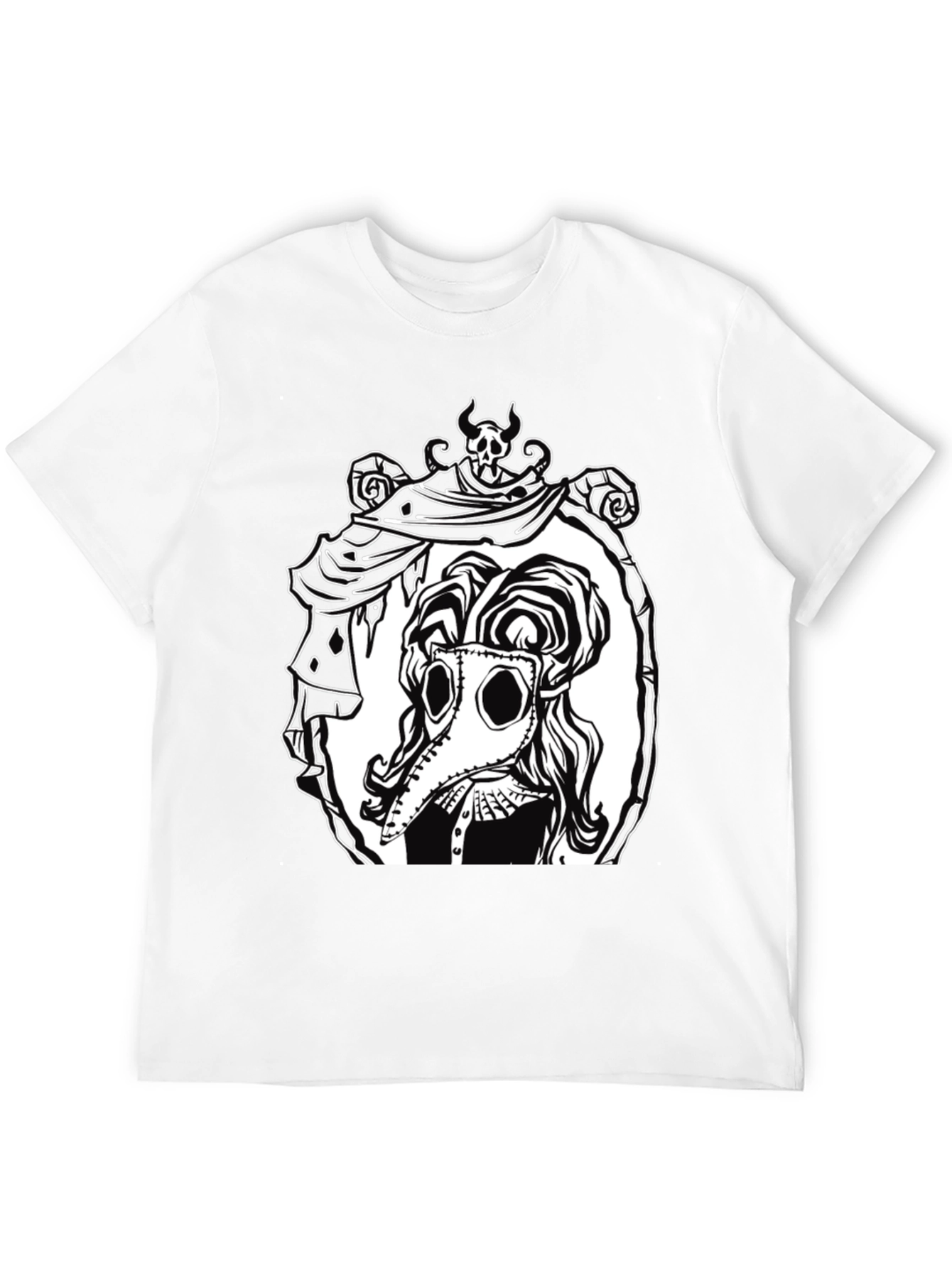 Black Plague Doctor Graphic Tee - Black Cotton T-Shirt view 12