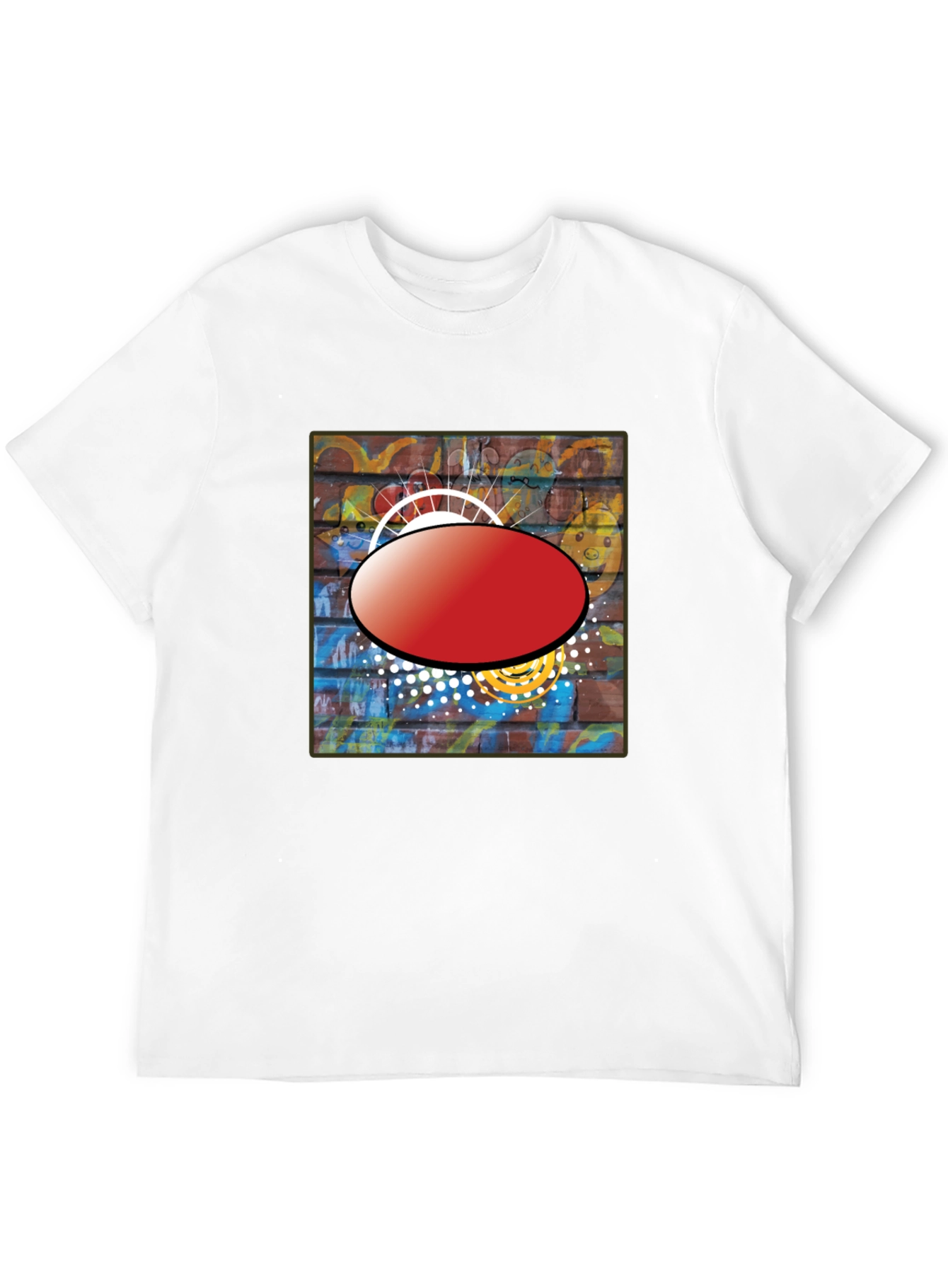 Black Black Graphic T-Shirt with Abstract Brick Wall Design view 12