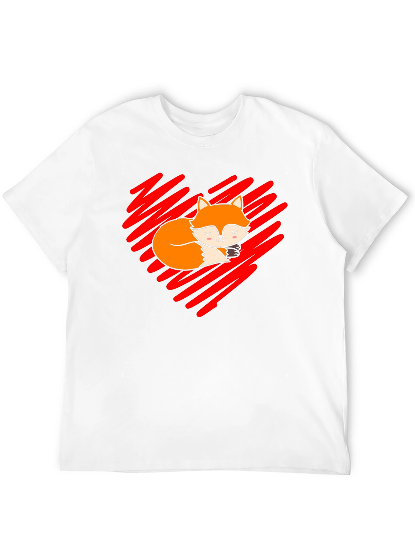 Black Cute Fox Heart T-Shirt - Soft Cotton Blend view 12
