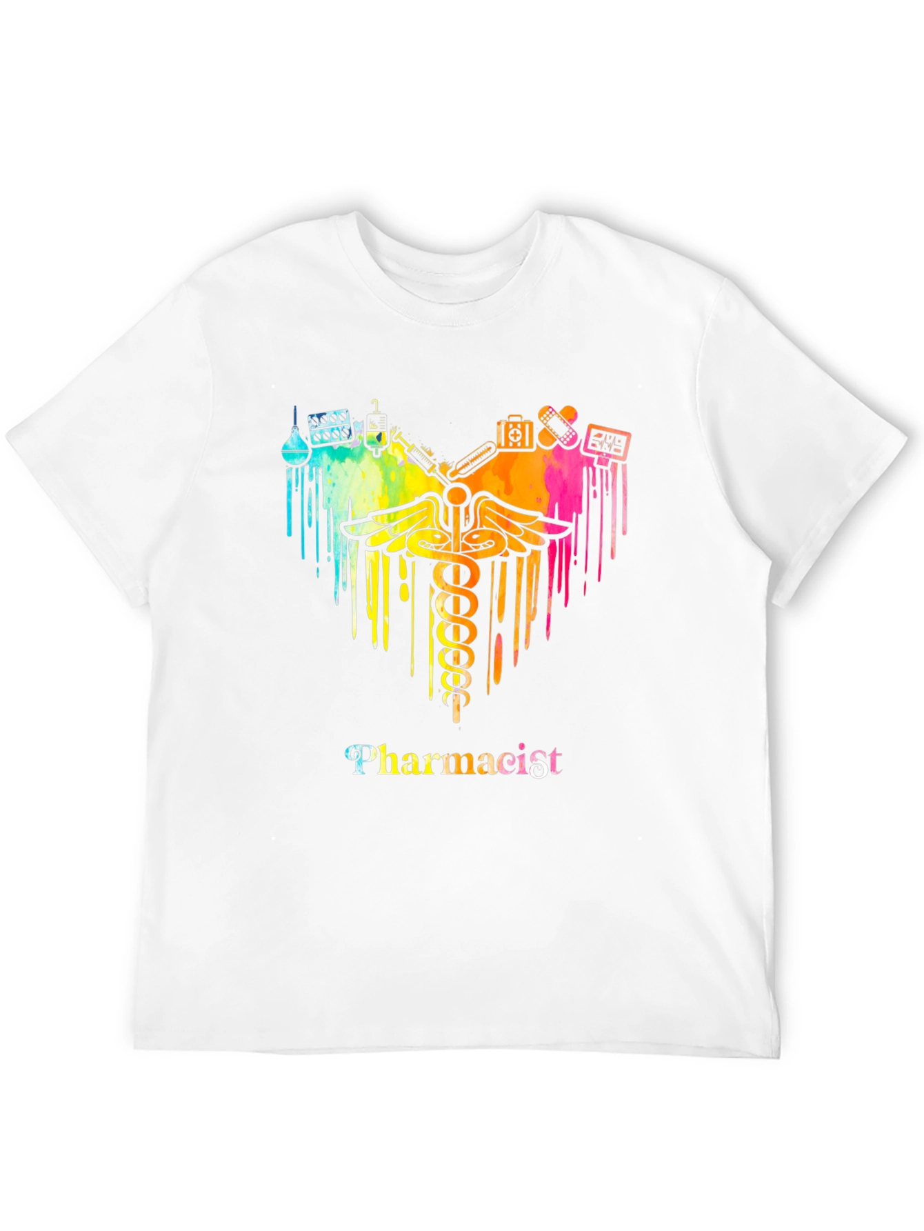 Black Pharmacist Caduceus T-Shirt - Colorful Design view 12