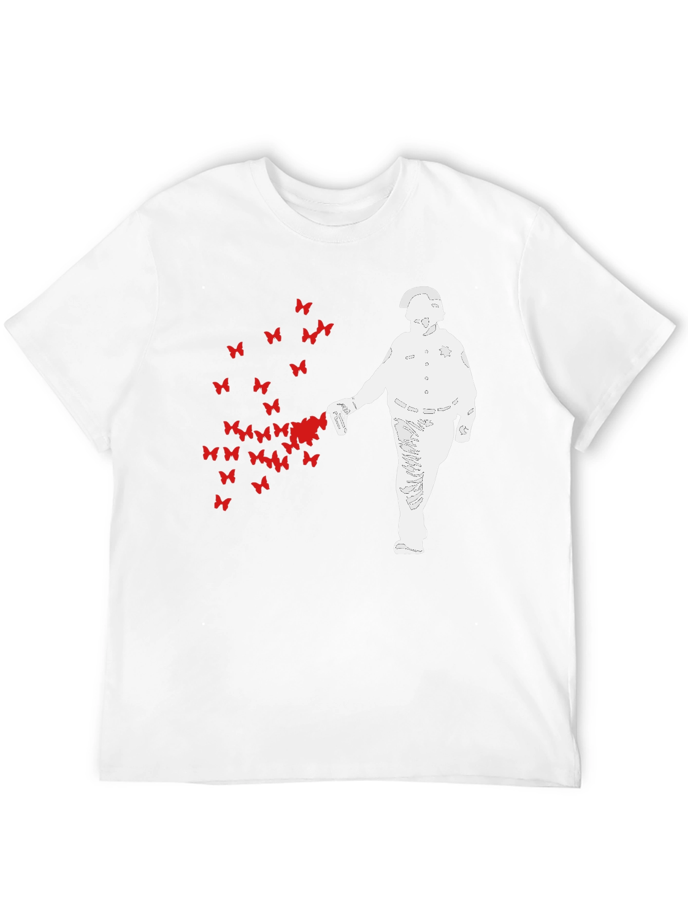 Black Butterfly Riot Police T-Shirt - Black Graphic Tee view 12