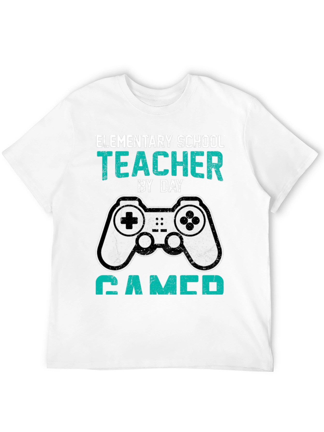 Black Elementary School Teacher Gamer T-Shirt view 12