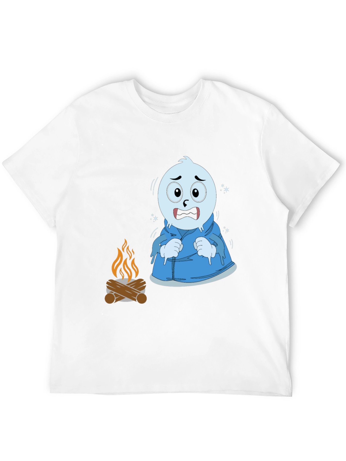 Black Funny Cold Cartoon Character T-Shirt view 12