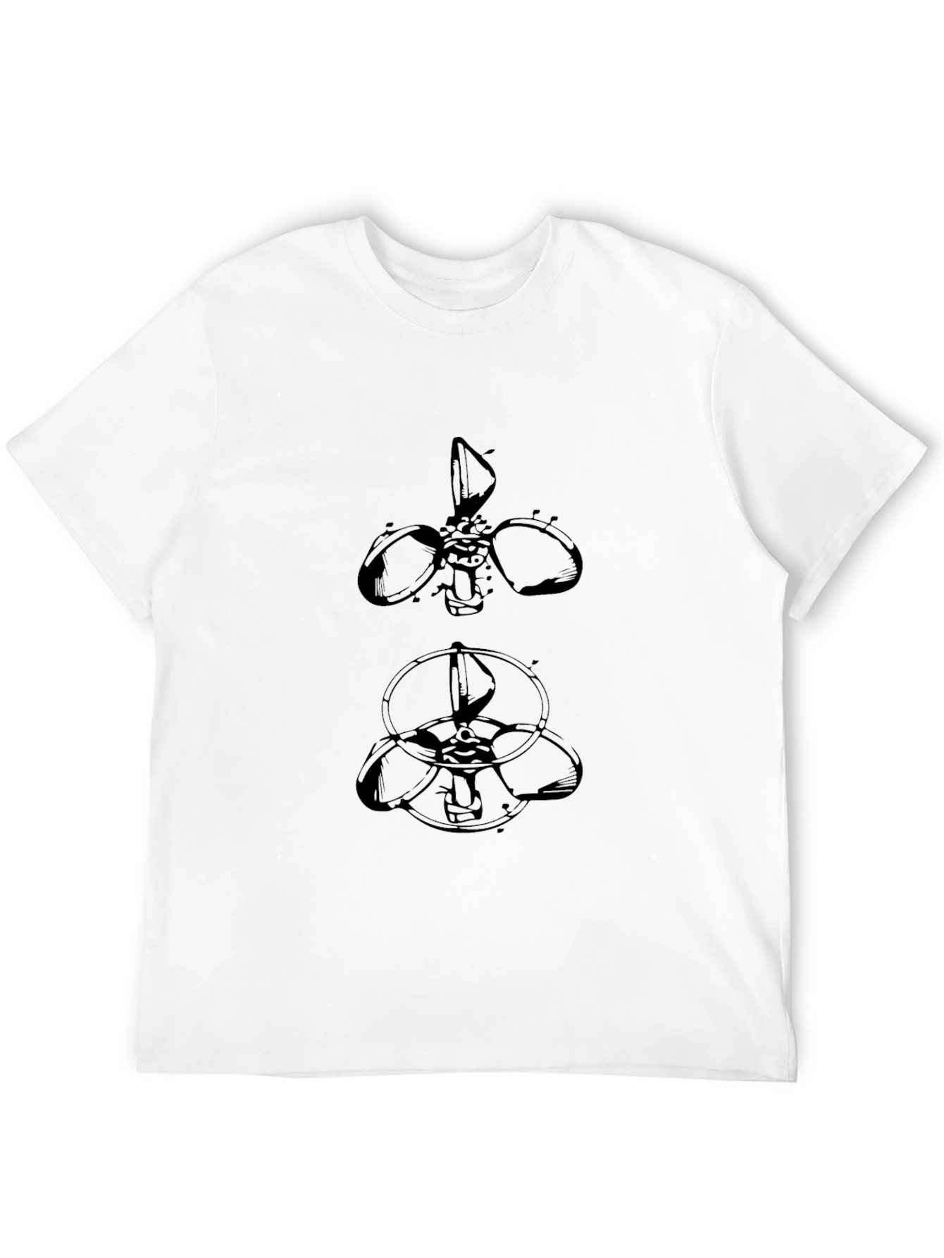 Black Abstract Propeller Graphic Tee - Black Cotton Blend view 12