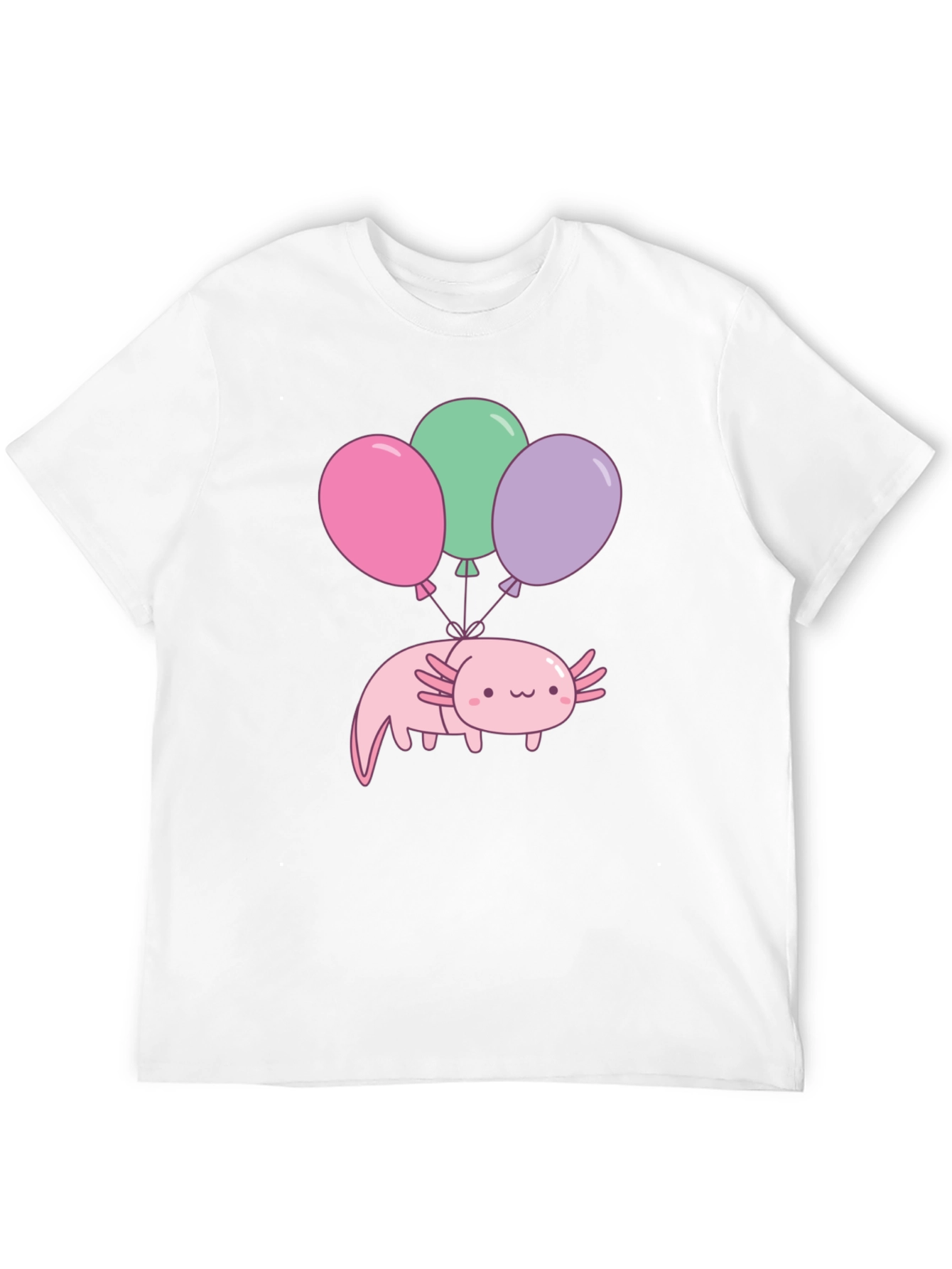 Black Axolotl Balloons Graphic Tee - Black Cotton T-Shirt view 12