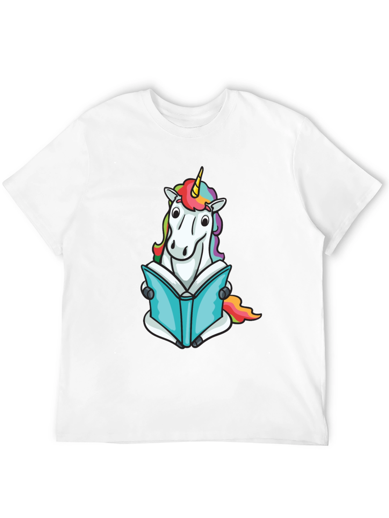 Black Unicorn Reading Book Black T-Shirt view 12