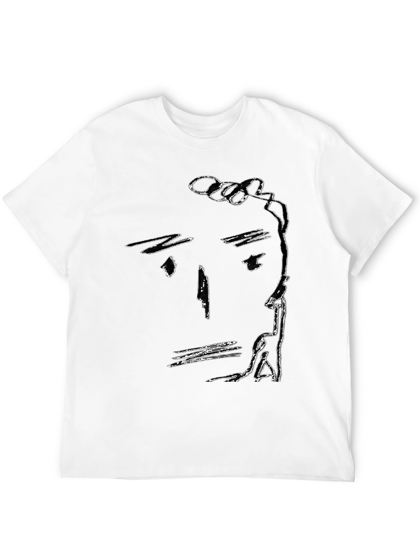 Black Abstract Face Black T-Shirt, Minimalist Art Tee view 12