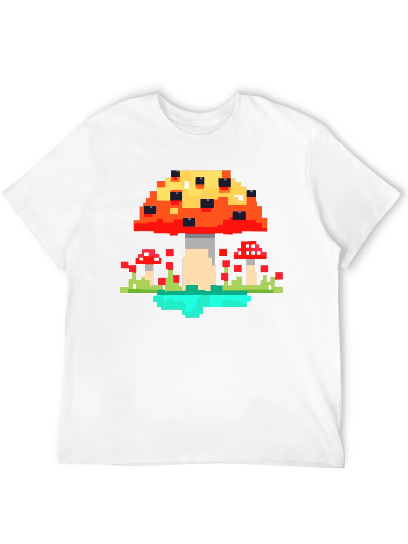 Black Pixel Mushroom Graphic Tee - Retro Gaming Style Shirt view 12