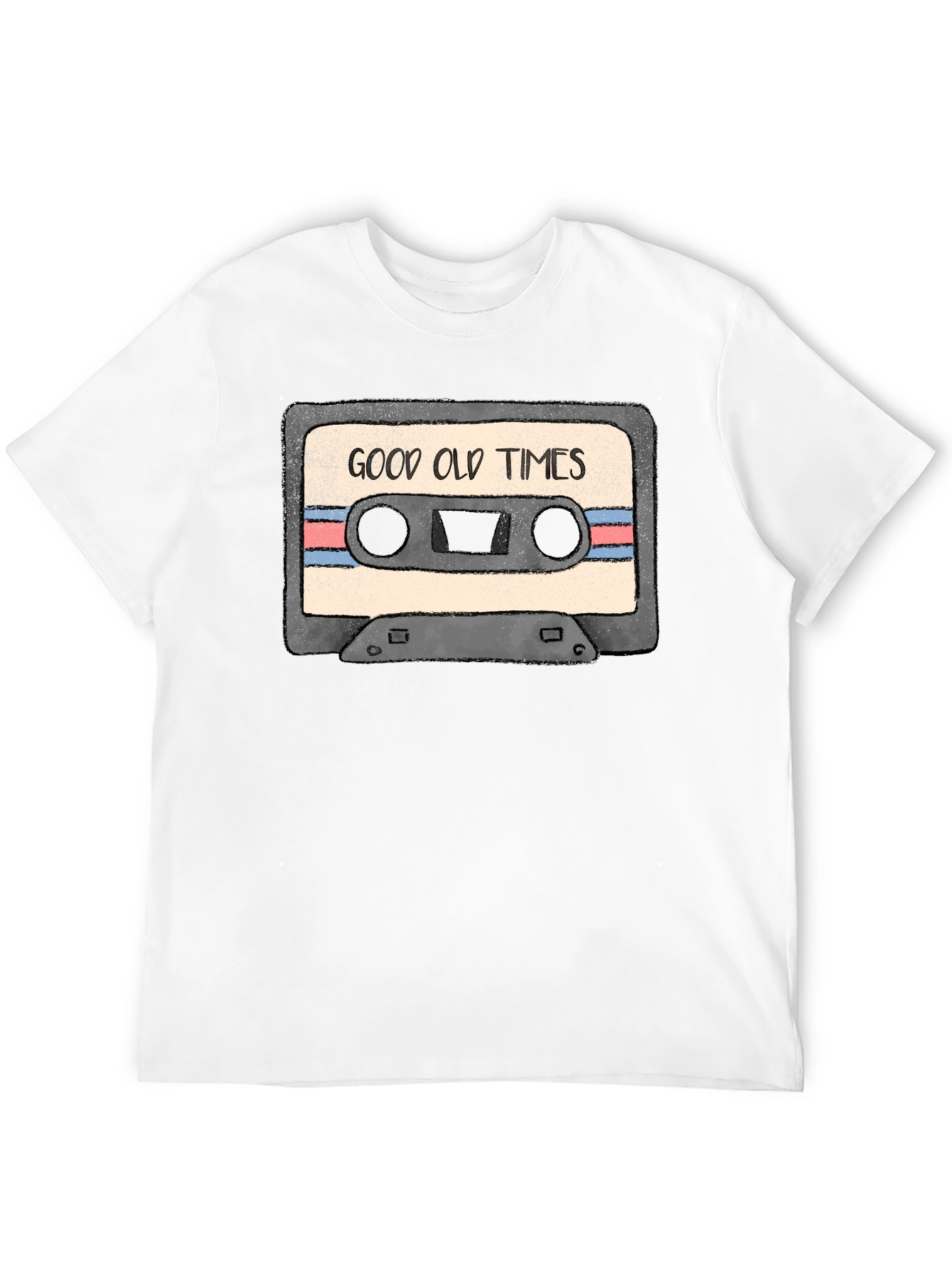 Black Good Old Times Cassette Tape Graphic T-Shirt view 12