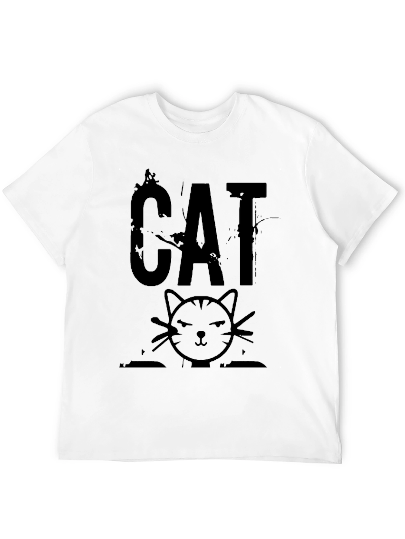 Black Distressed CAT Graphic Print Men's Black T-Shirt view 12