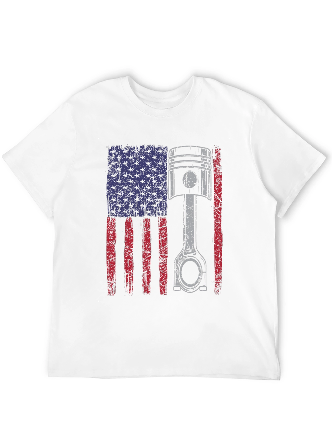Black American Flag Piston T-Shirt - Automotive Enthusiast Apparel view 12