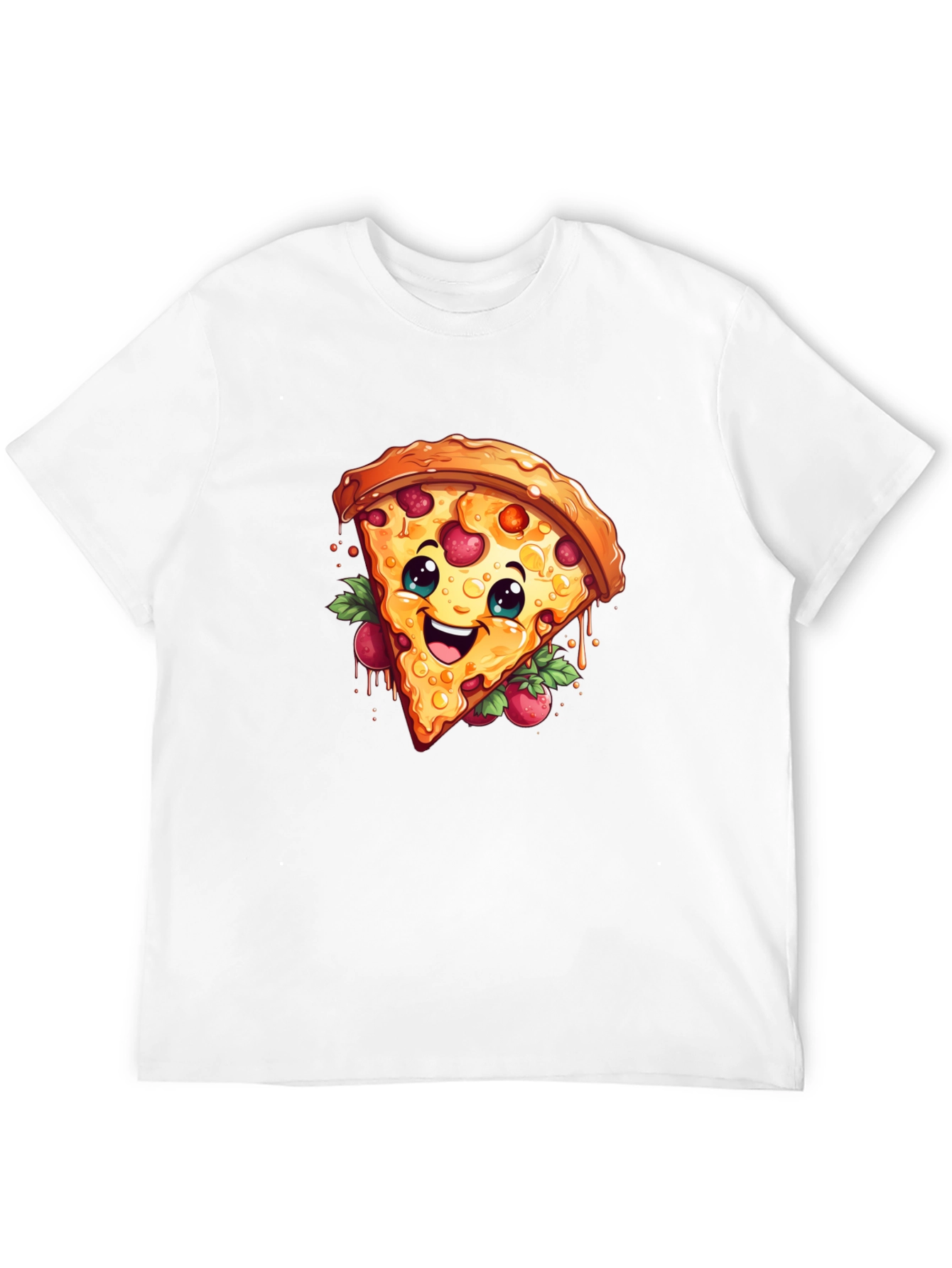 Black Funny Pizza Slice Graphic T-Shirt - Casual Black Tee view 12