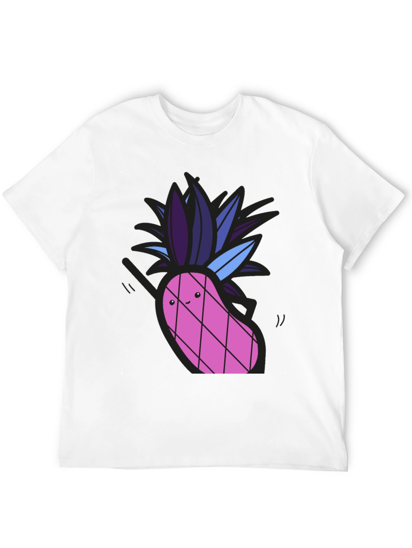 Black Funny Pineapple Graphic Tee - Black Cotton T-Shirt view 12