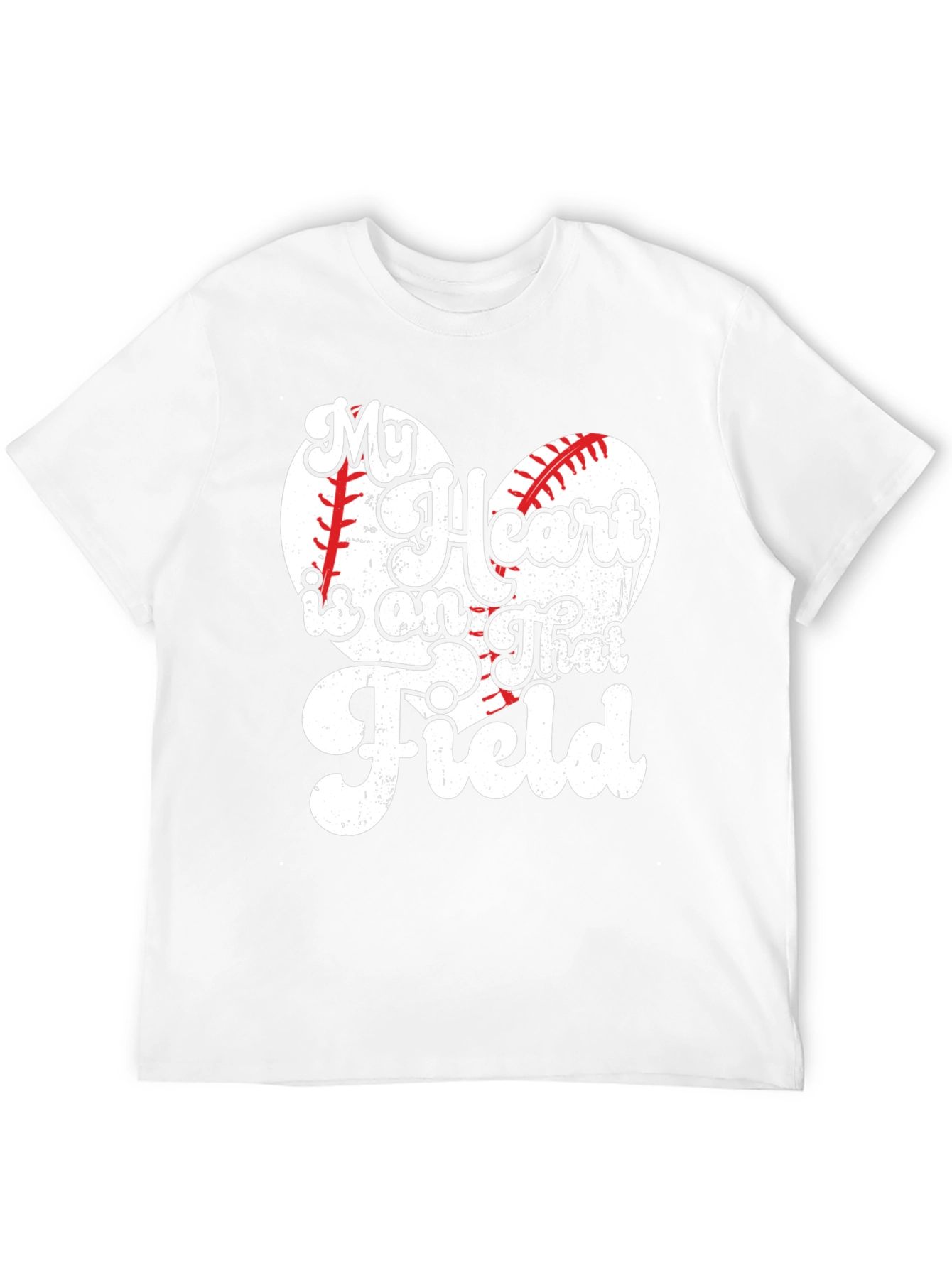 Black Baseball Heart T-Shirt - My Heart is on That Field view 12
