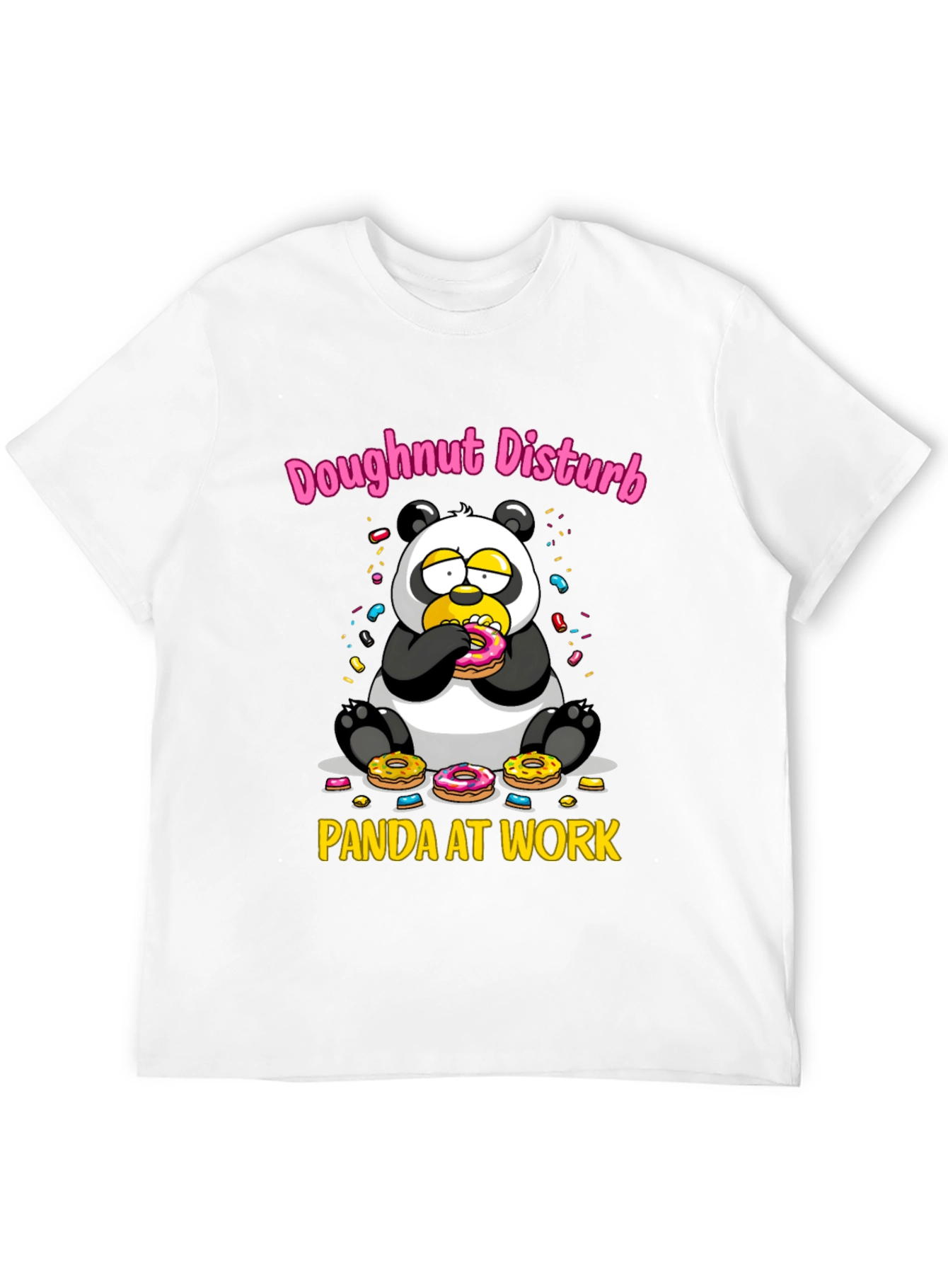 Black Doughnut Disturb Panda T-Shirt - Funny Graphic Tee view 12